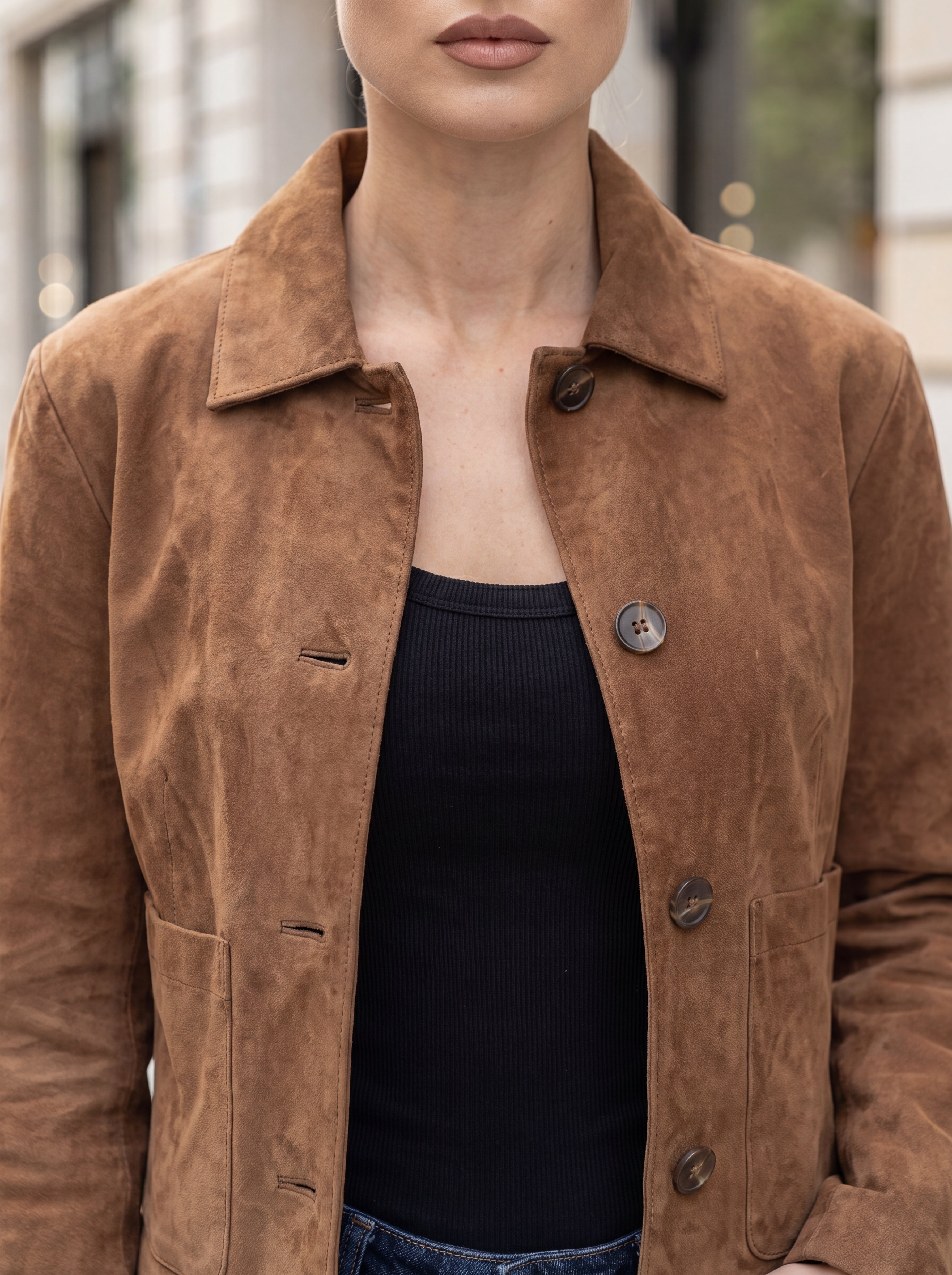 Women's Mocha Brown Premium Cropped Jacket