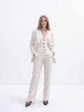 Women's Ivory Tailored Waistcoat – Premium European Linen Blend Vest Top
