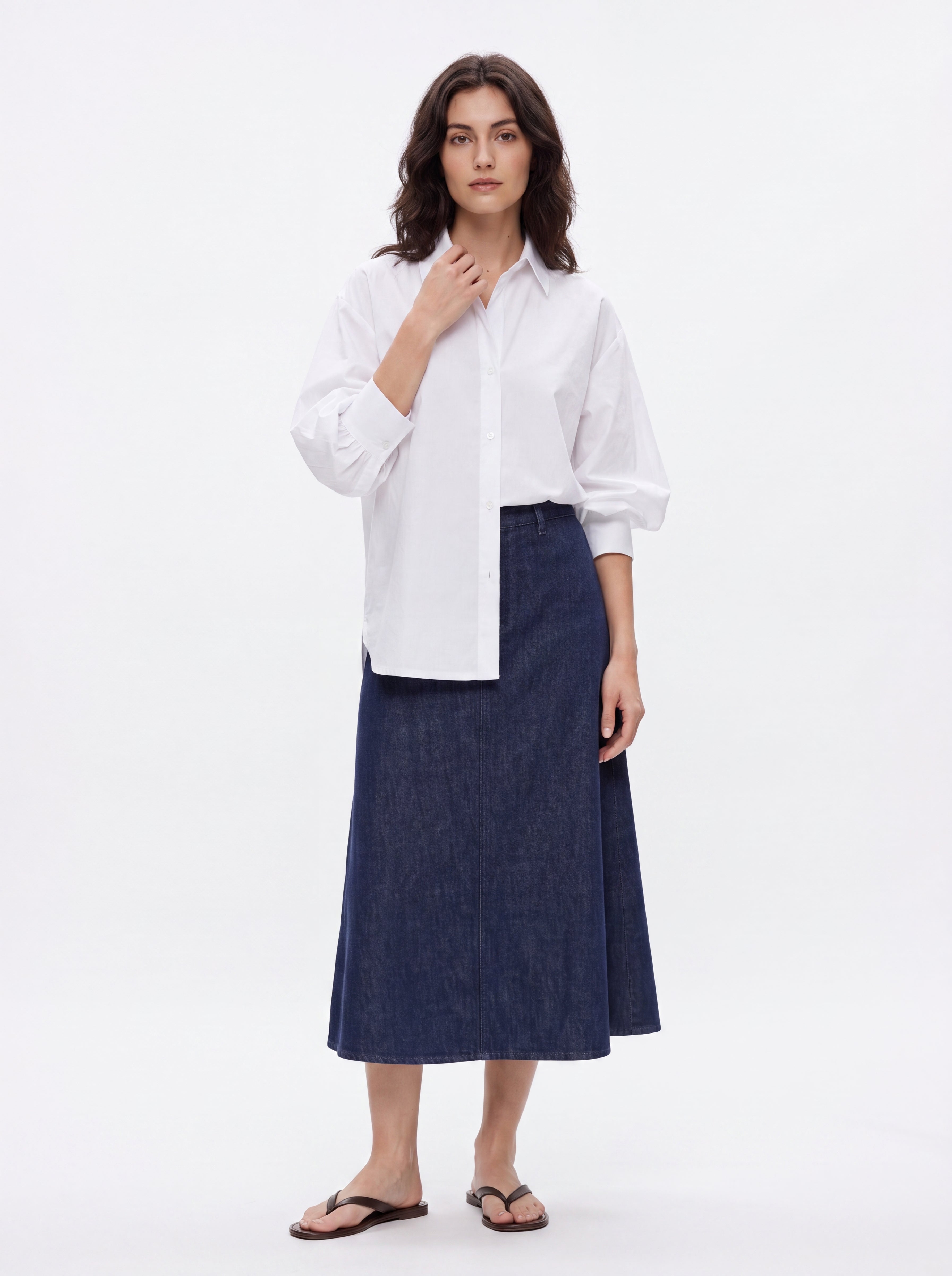 Women's White Oversized Cotton Shirt | Classic Relaxed Fit Button-Down Shirt