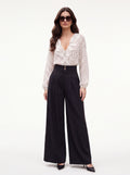 Women's White Polka Dot Ruffle Blouse | Elegant Long Sleeve Top