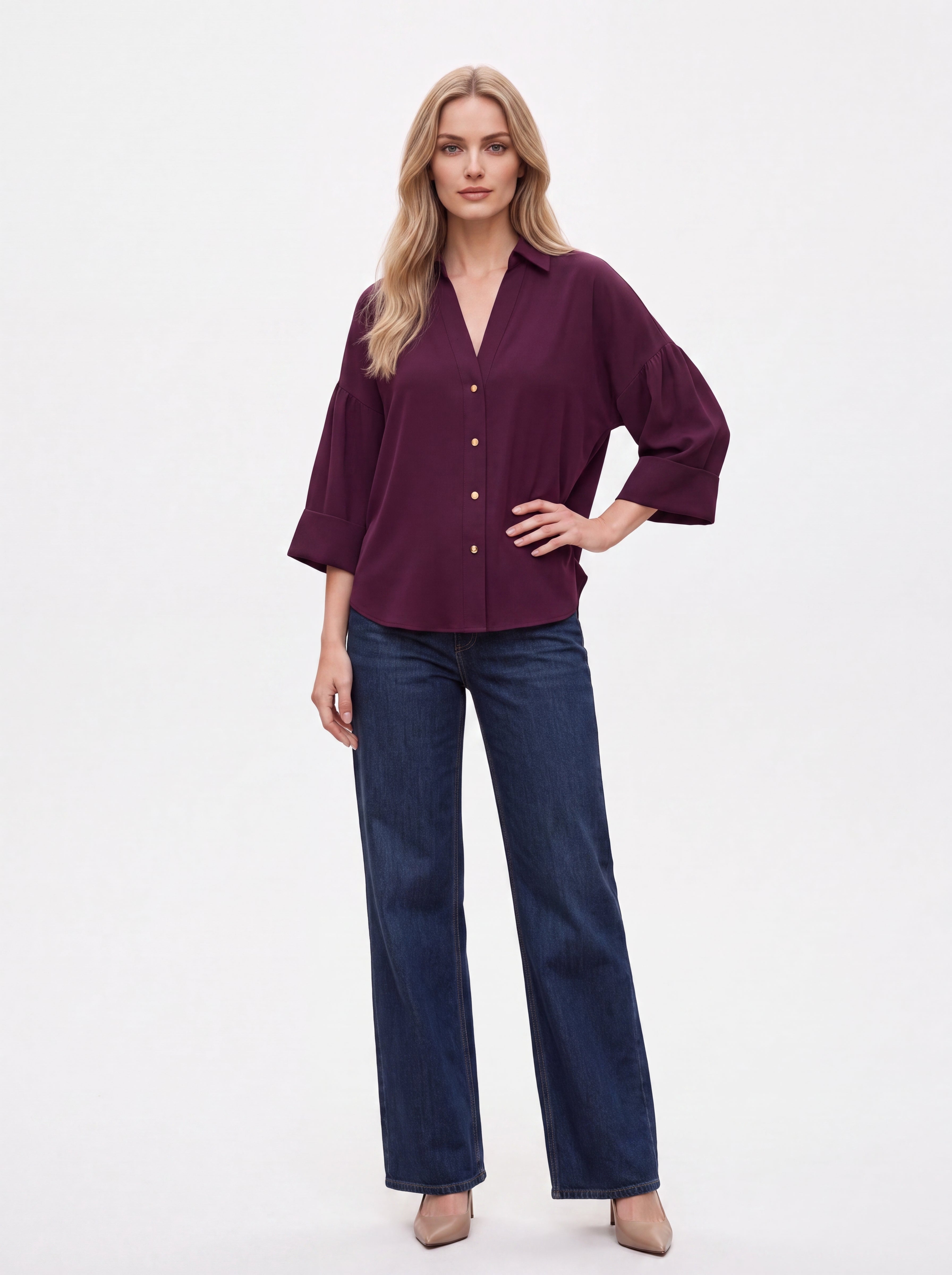 Women's Plum Relaxed Fit Shirt | Elegant Button-Down shirt