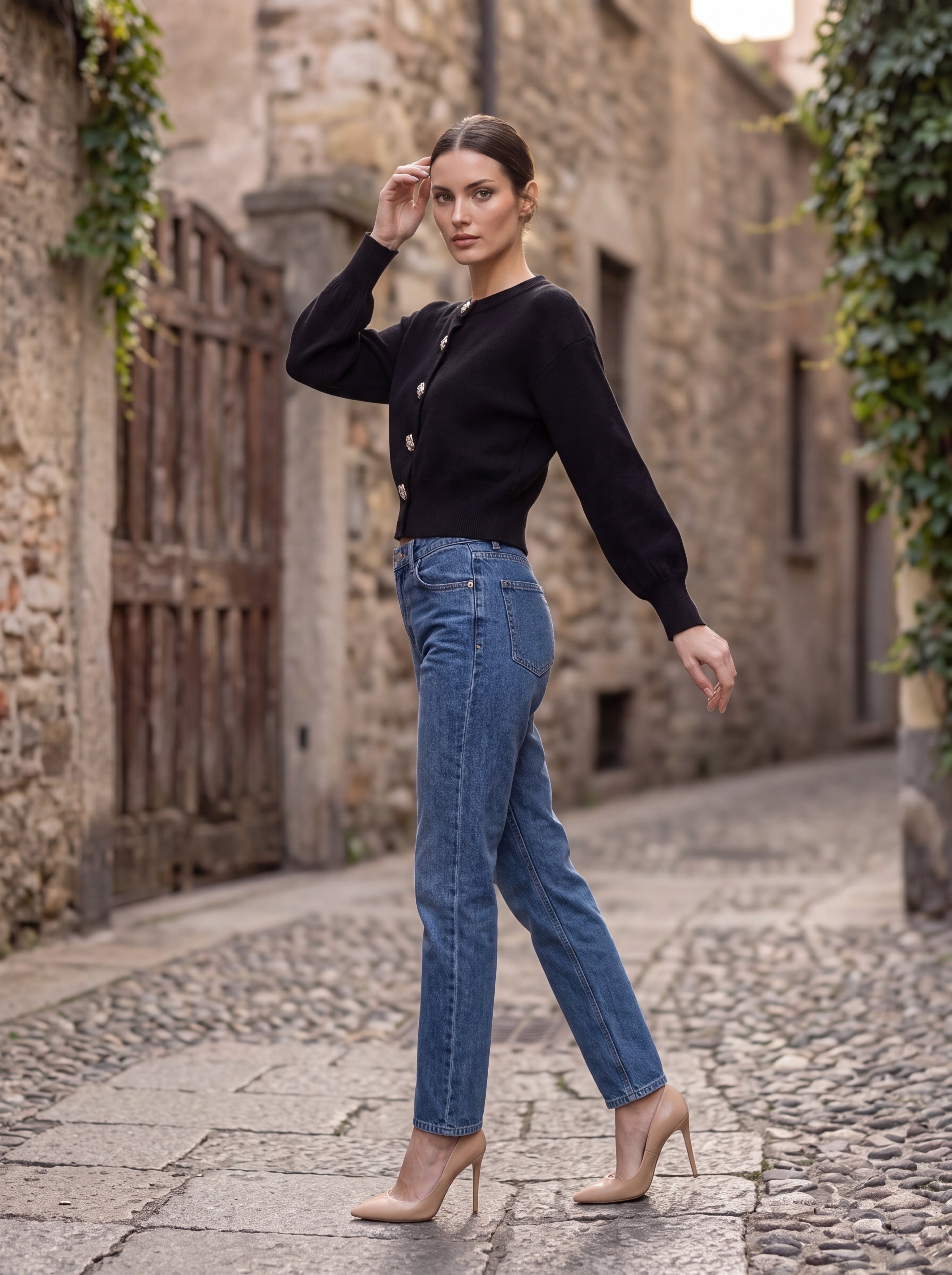 Women's Button-Detail Knit Cardigan | Premium European Cropped Knit Top