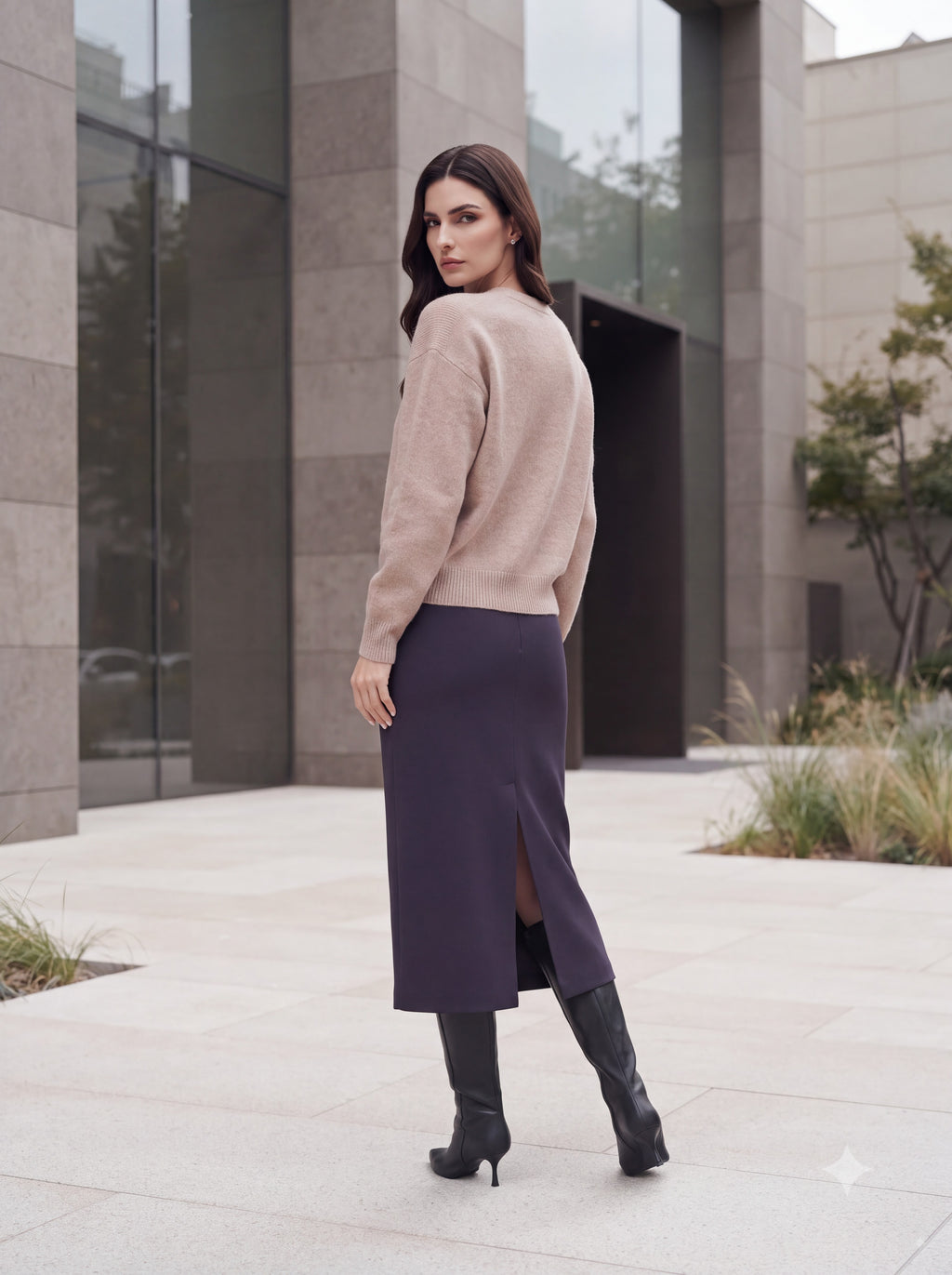 Women's Neutral Knit & Midi Skirt Pair Collection | Premium European Women's Elegant Pair