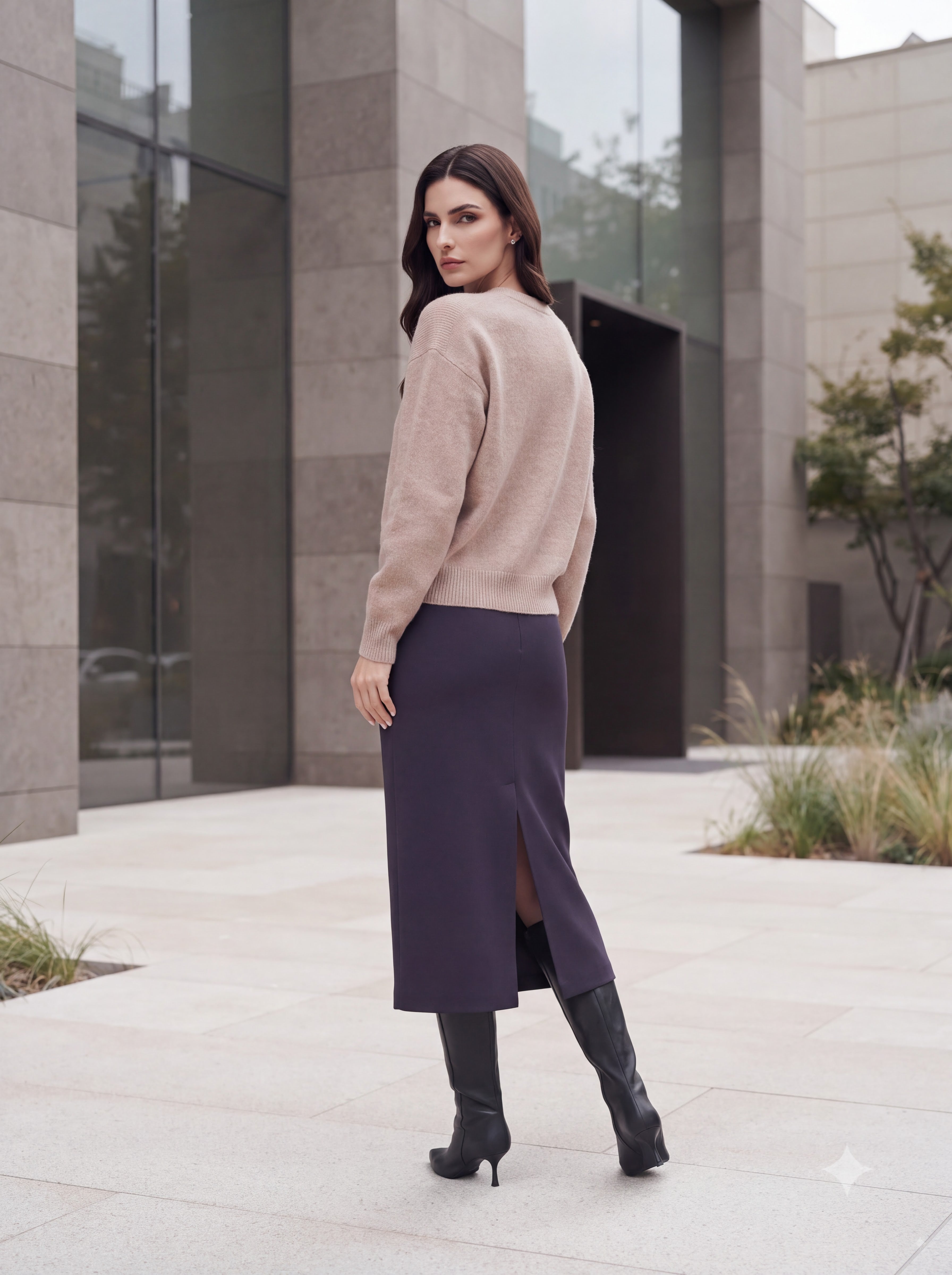 Women's Neutral Knit & Midi Skirt Pair Collection | Premium European Women's Elegant Pair