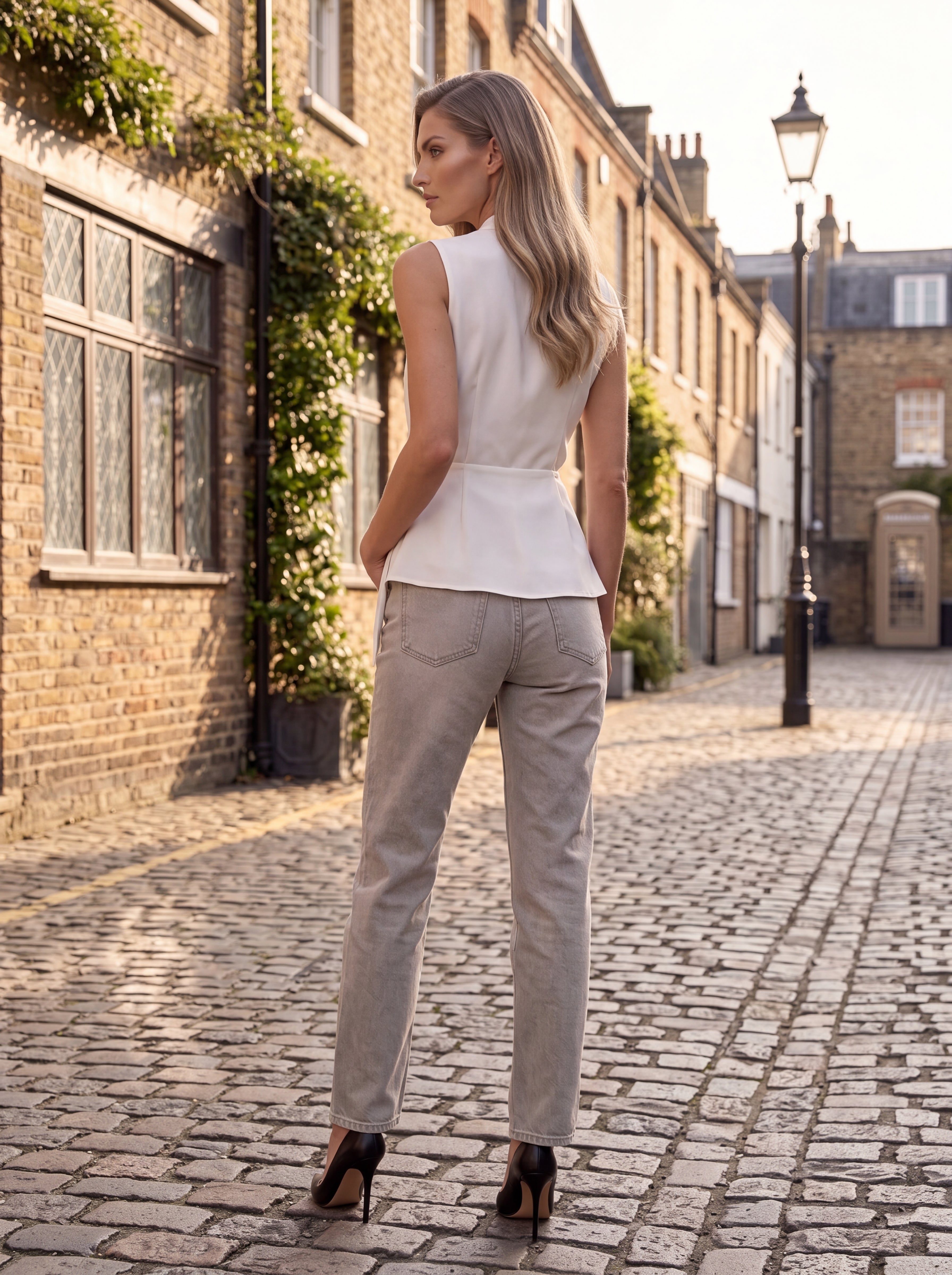 Women's Sleeveless Wrap Top | Premium European Ivory V-Neck Belted Blouse