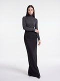 Women's Black High-Waisted Maxi Pencil Skirt