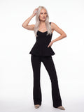 Women's Black High-Waisted Slim Flare Tailored Pants – Premium European Bootcut Formal Trousers