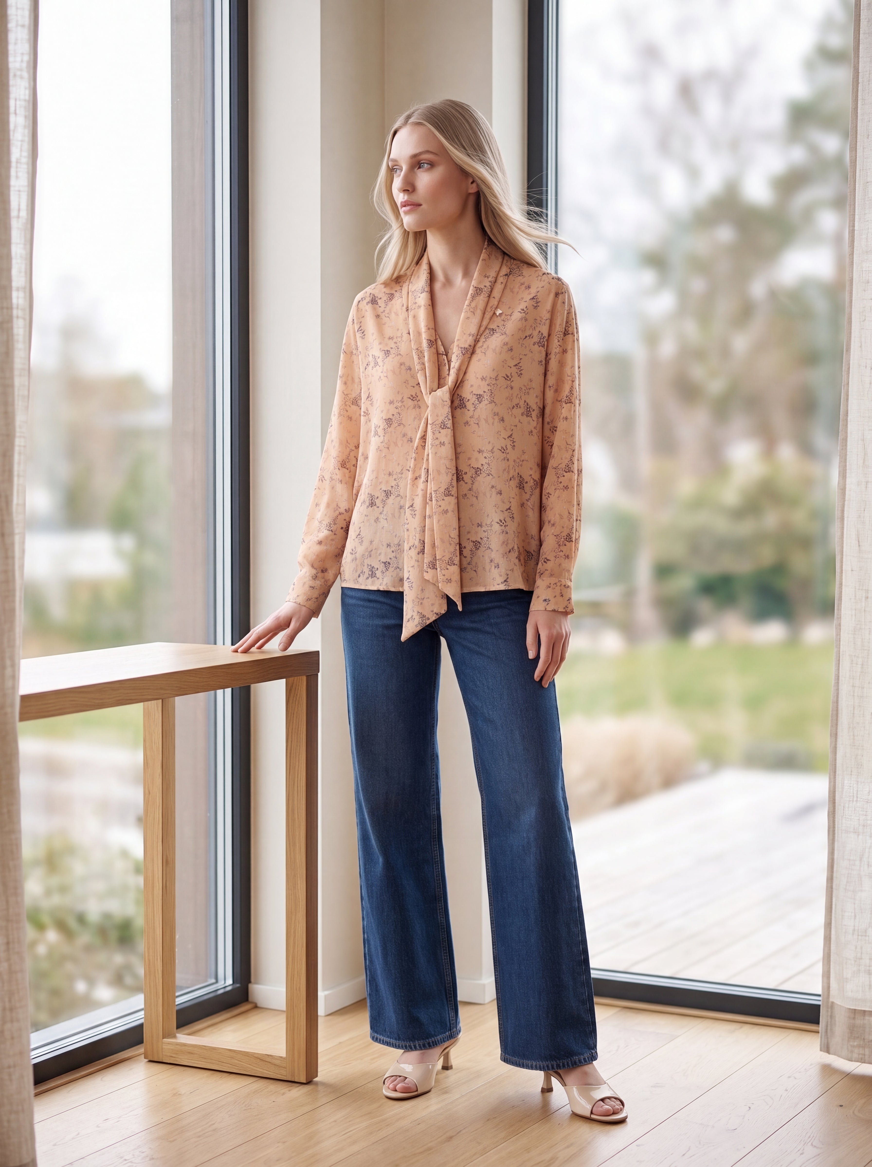 Women's Floral Tie-Neck Blouse | Premium European Women's Printed Top