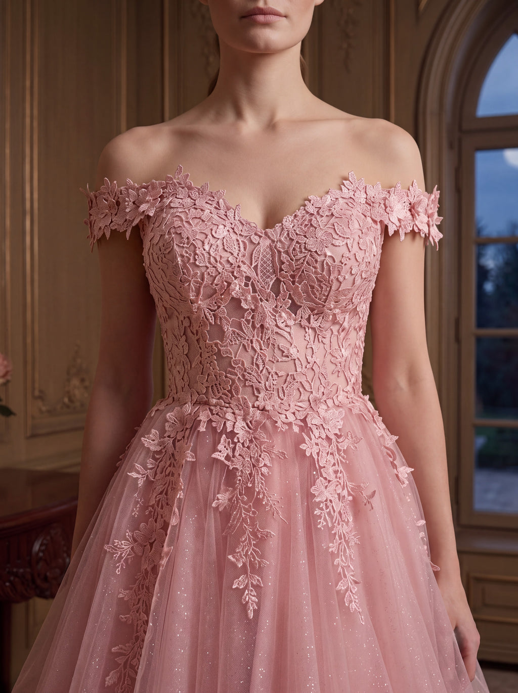 Blush Pink Floral Lace Fit & Flare Mini Dress