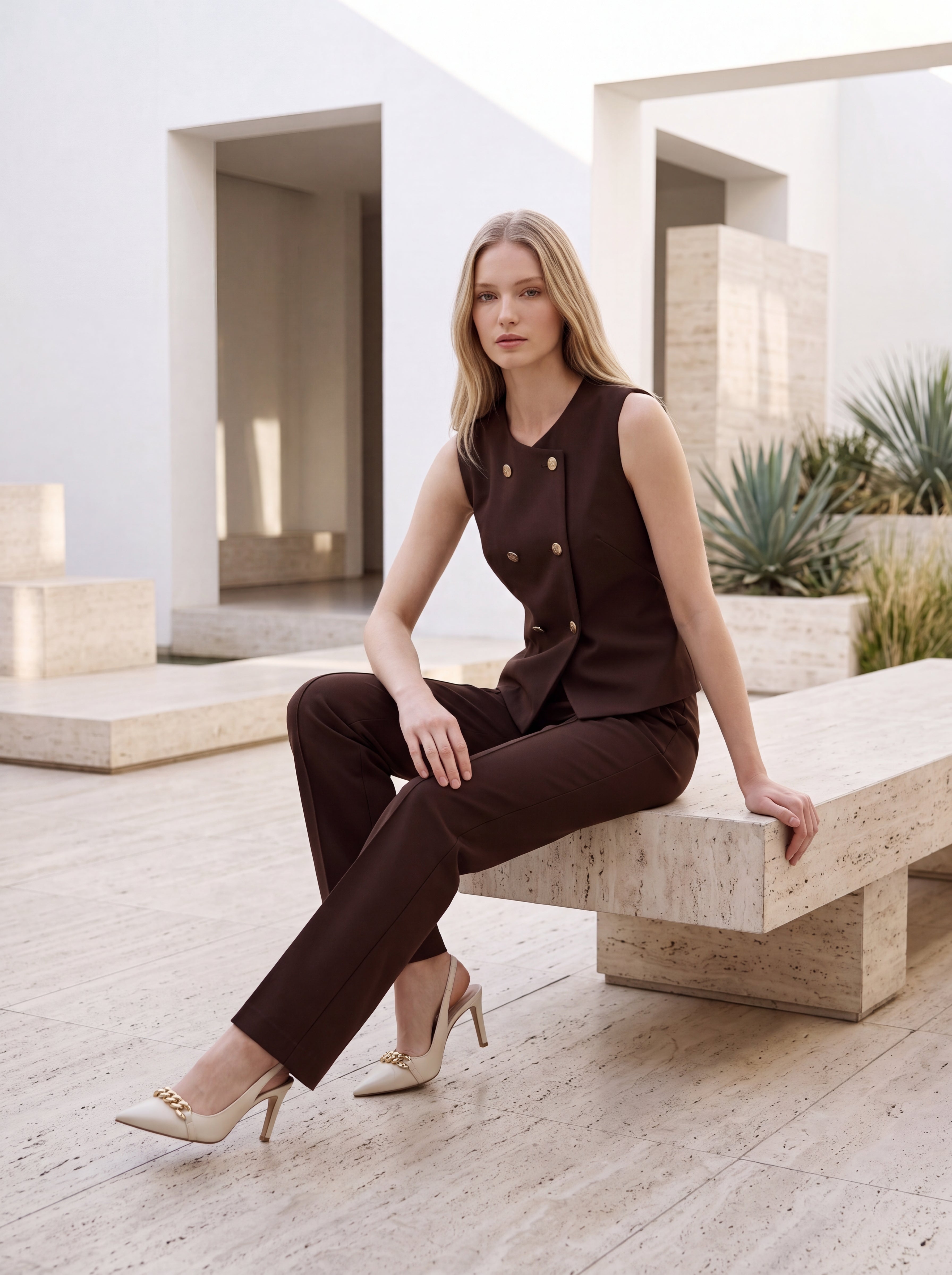 Women's Double-Breasted Sleeveless Vest Top | Premium European Tailored Waistcoat