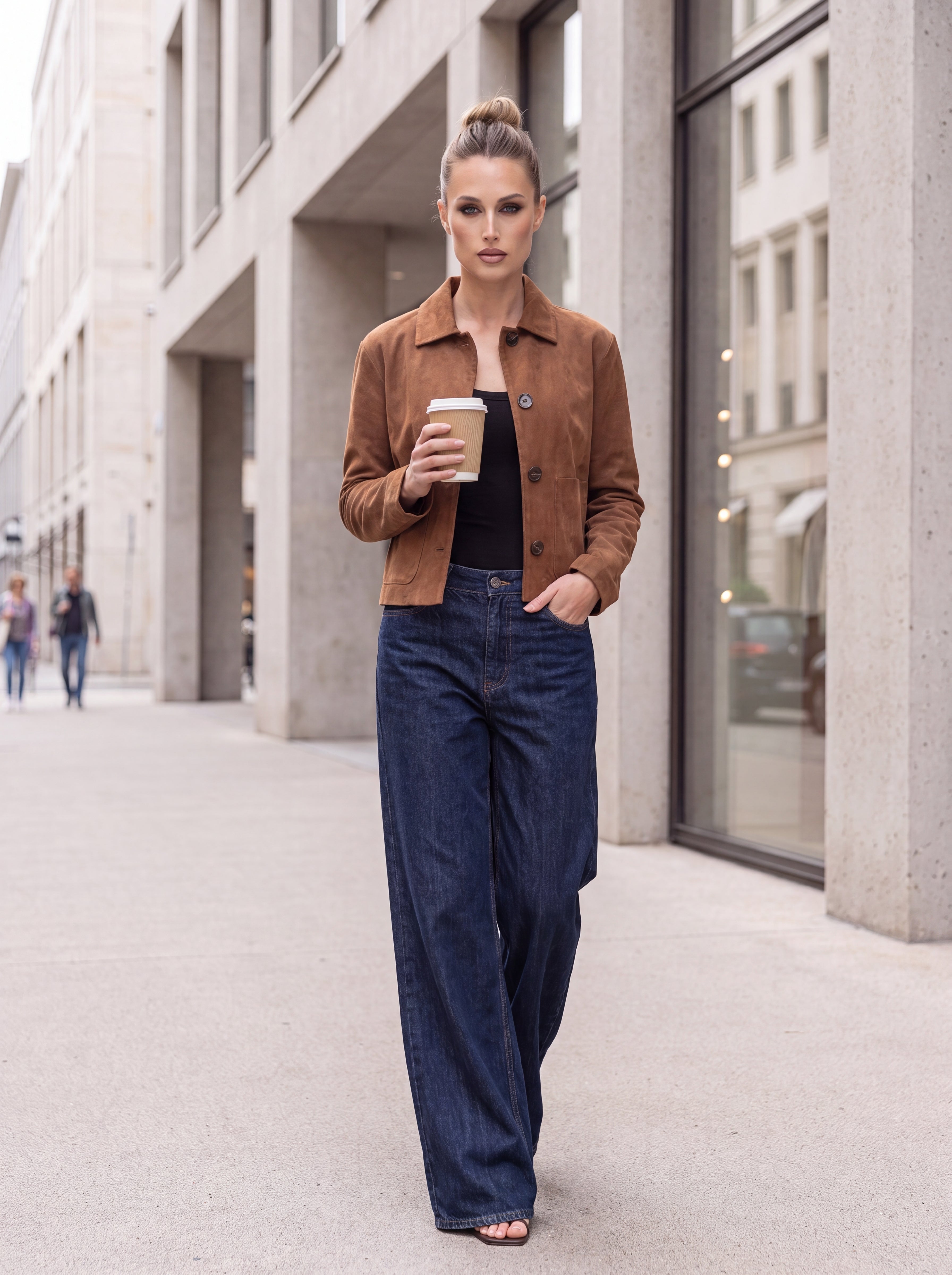 Women's Mocha Brown Premium Cropped Jacket