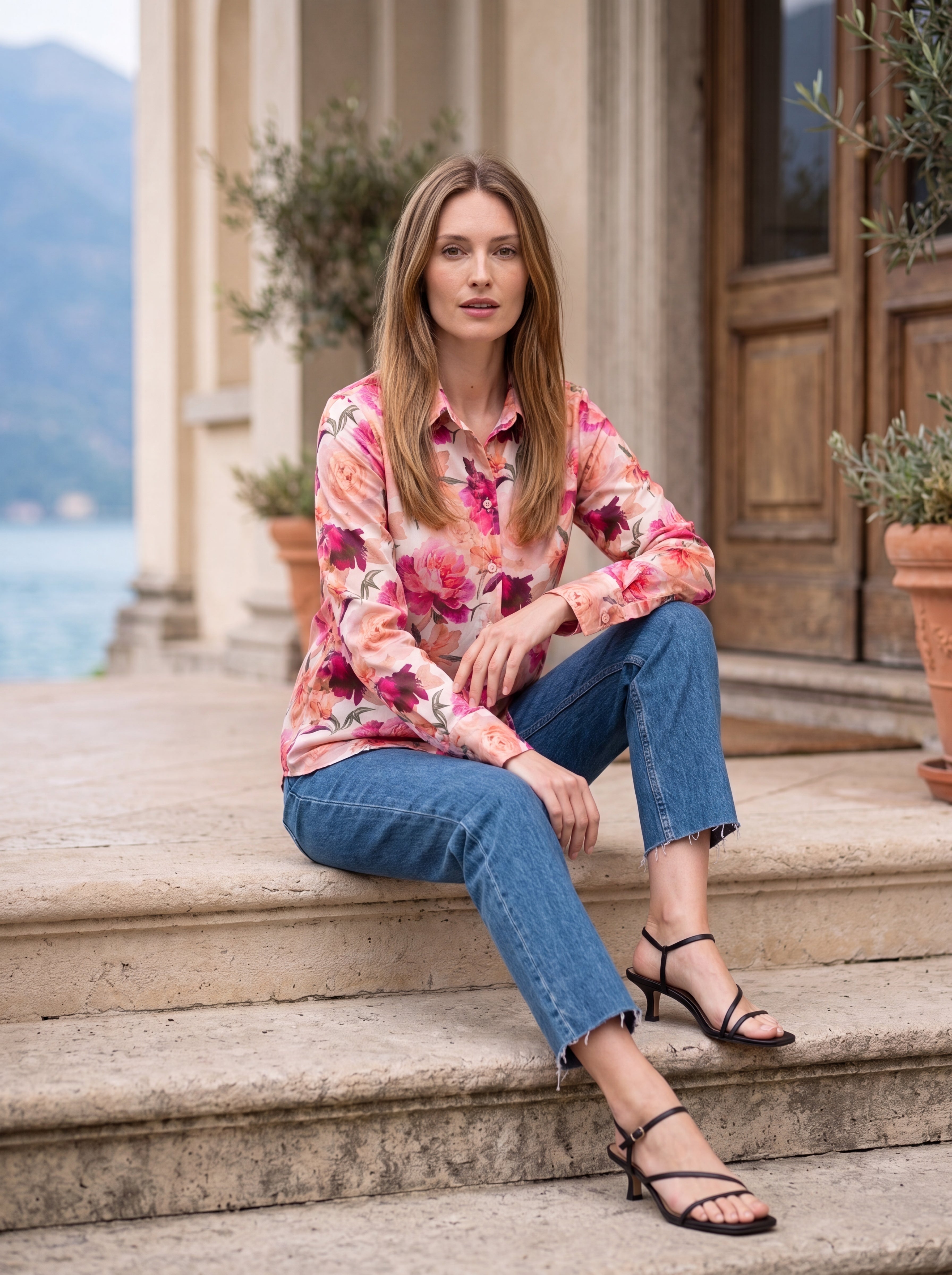 Women's Floral Print Satin Shirt | Premium European Designer Blouse
