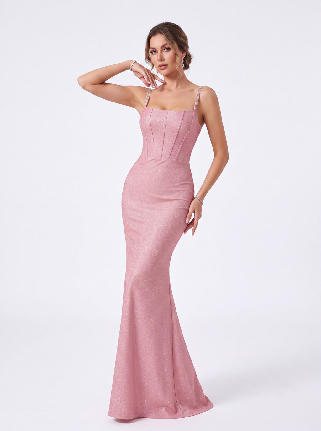 Blush Pink Mermaid Evening Gown