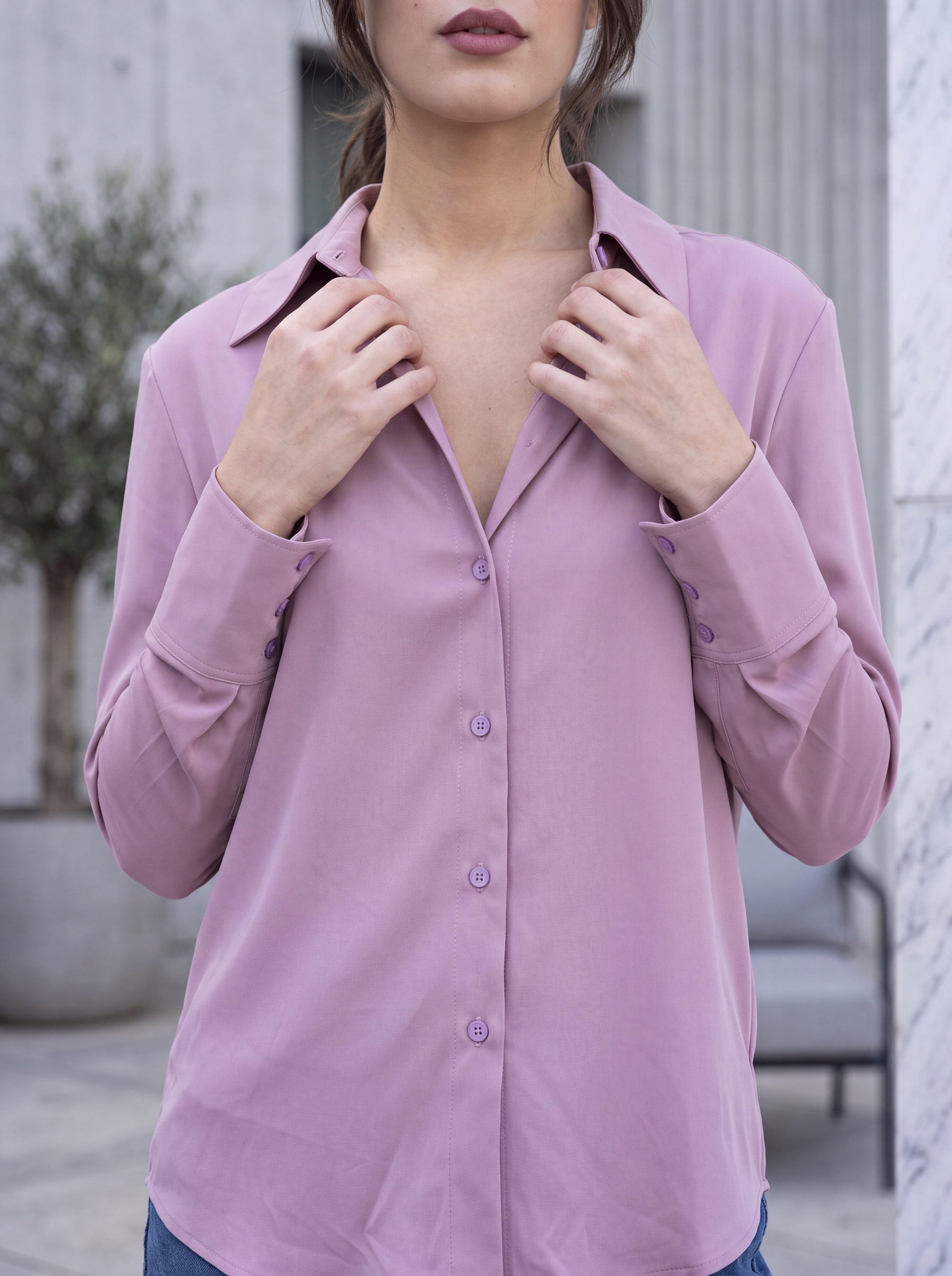 Women's Dusty Rose Classic Button-Down Shirt | Elegant Long Sleeve Blouse