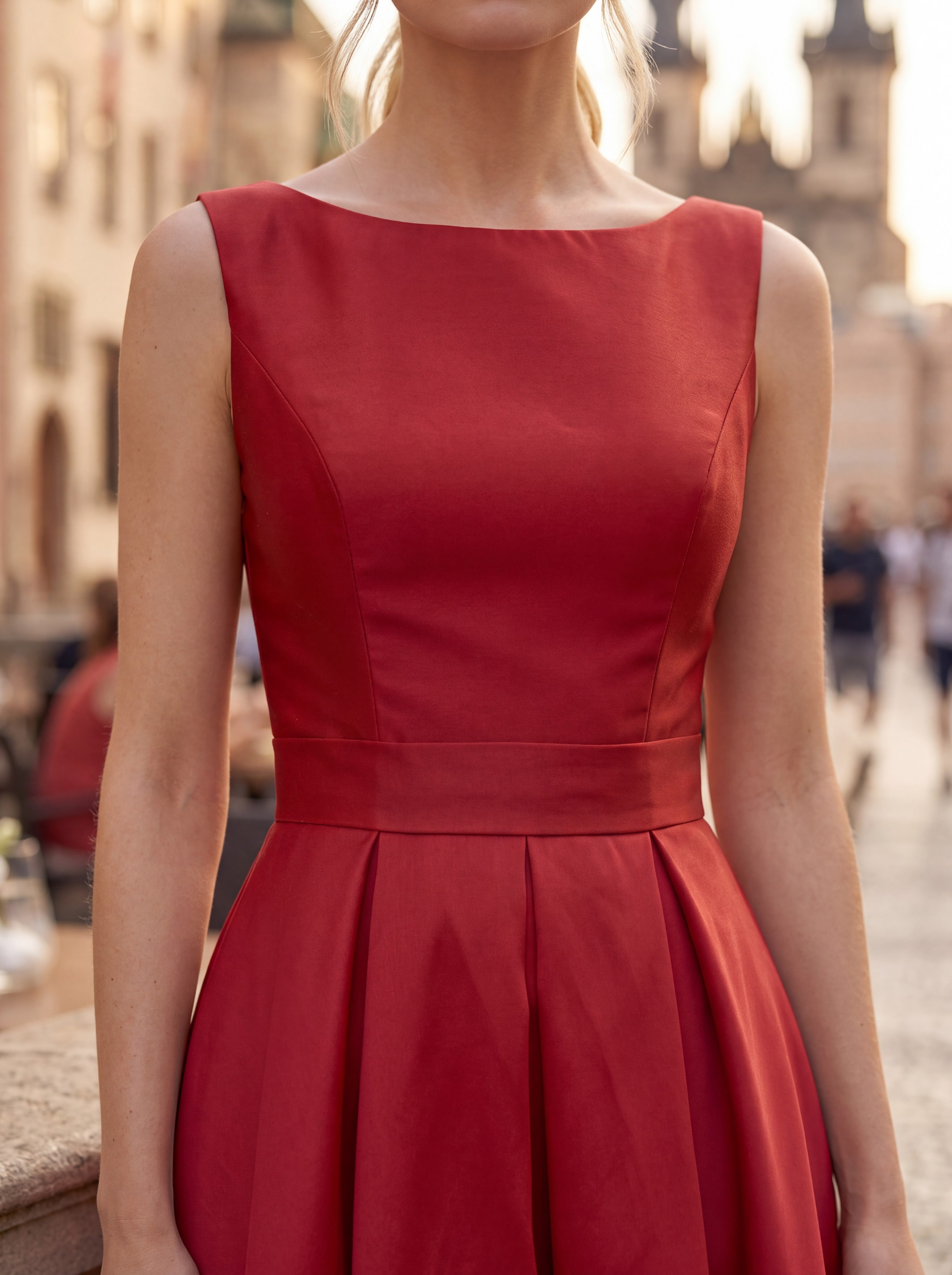 Ruby Red Satin Fit & Flare Dress