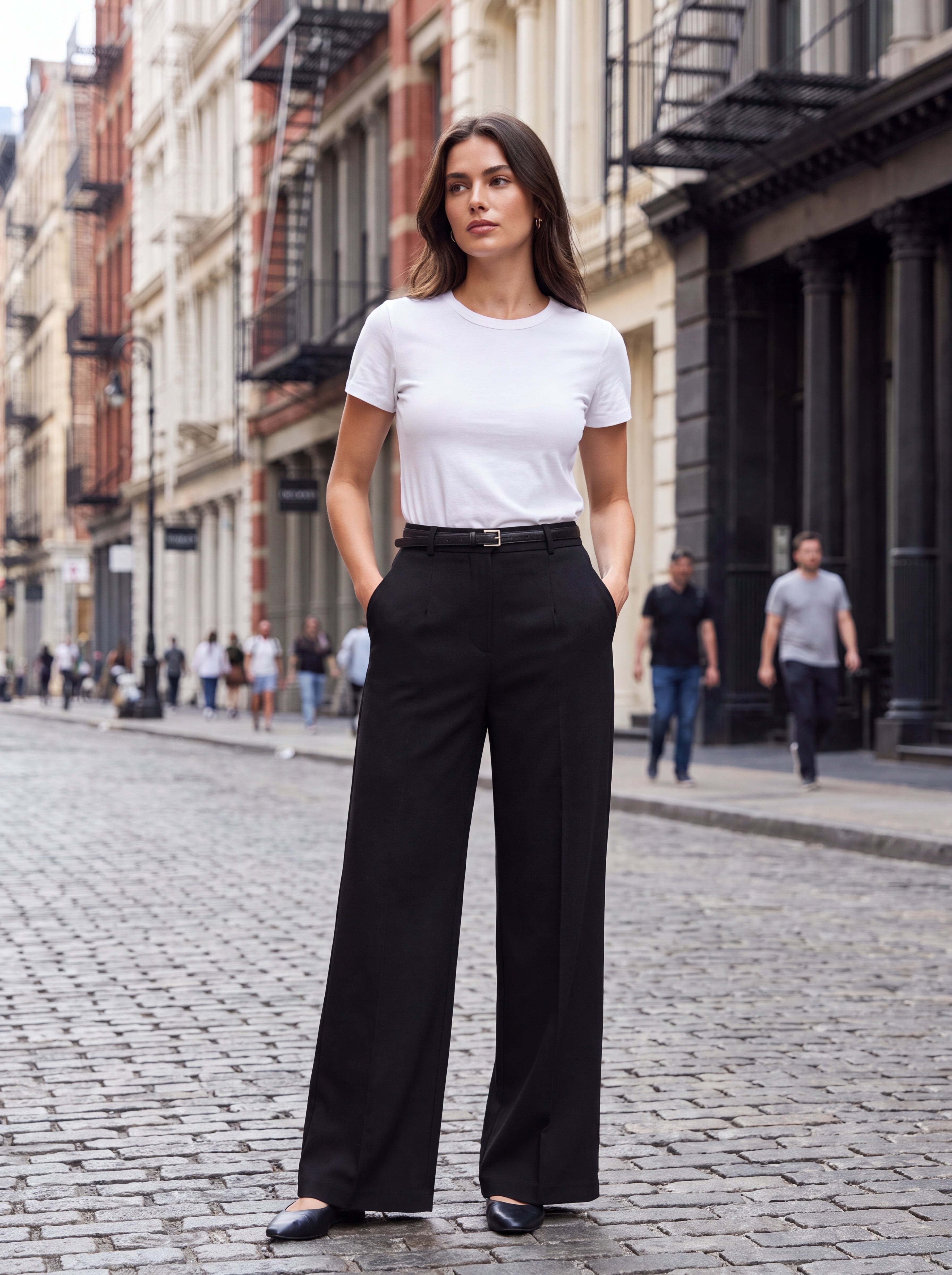 Women's Black Wide Leg Formal Trousers – Premium European High-Waisted Tailored Pants