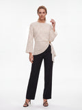 Women's Ivory Printed Wrap Top | Premium European Tie-Waist top