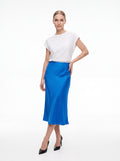 Women's Sapphire Blue Satin Midi Skirt