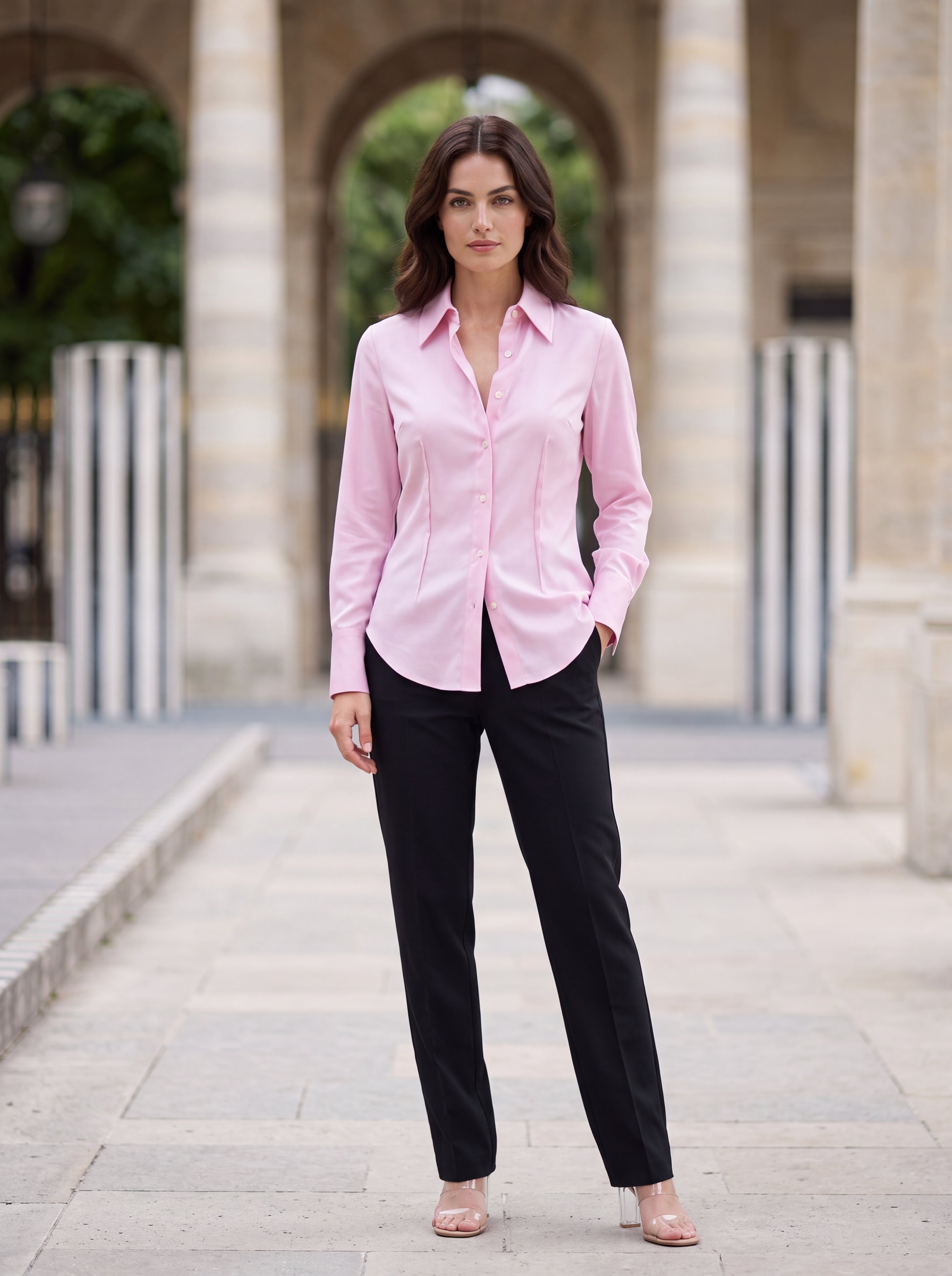 Women's Blush Pink Formal Shirt | Premium European Tailored Office Shirt