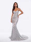 Silver Sequin Mermaid Evening Gown