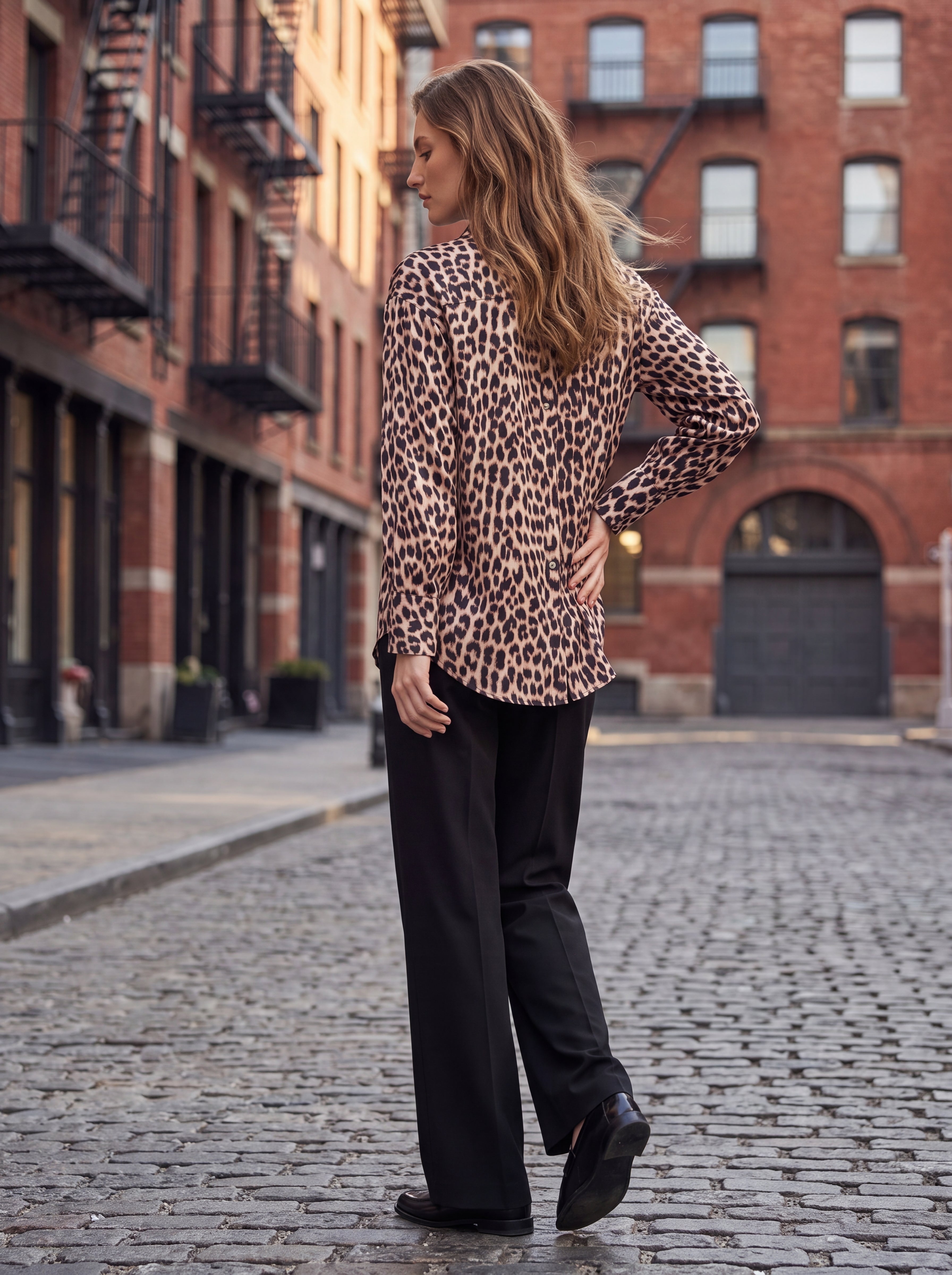 Women's Leopard Print Satin Shirt | Premium European Long Sleeve Button-Down Blouse