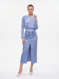 Women's Satin Long Sleeve Blouse | Premium European Round Neck Elegant Office shirt
