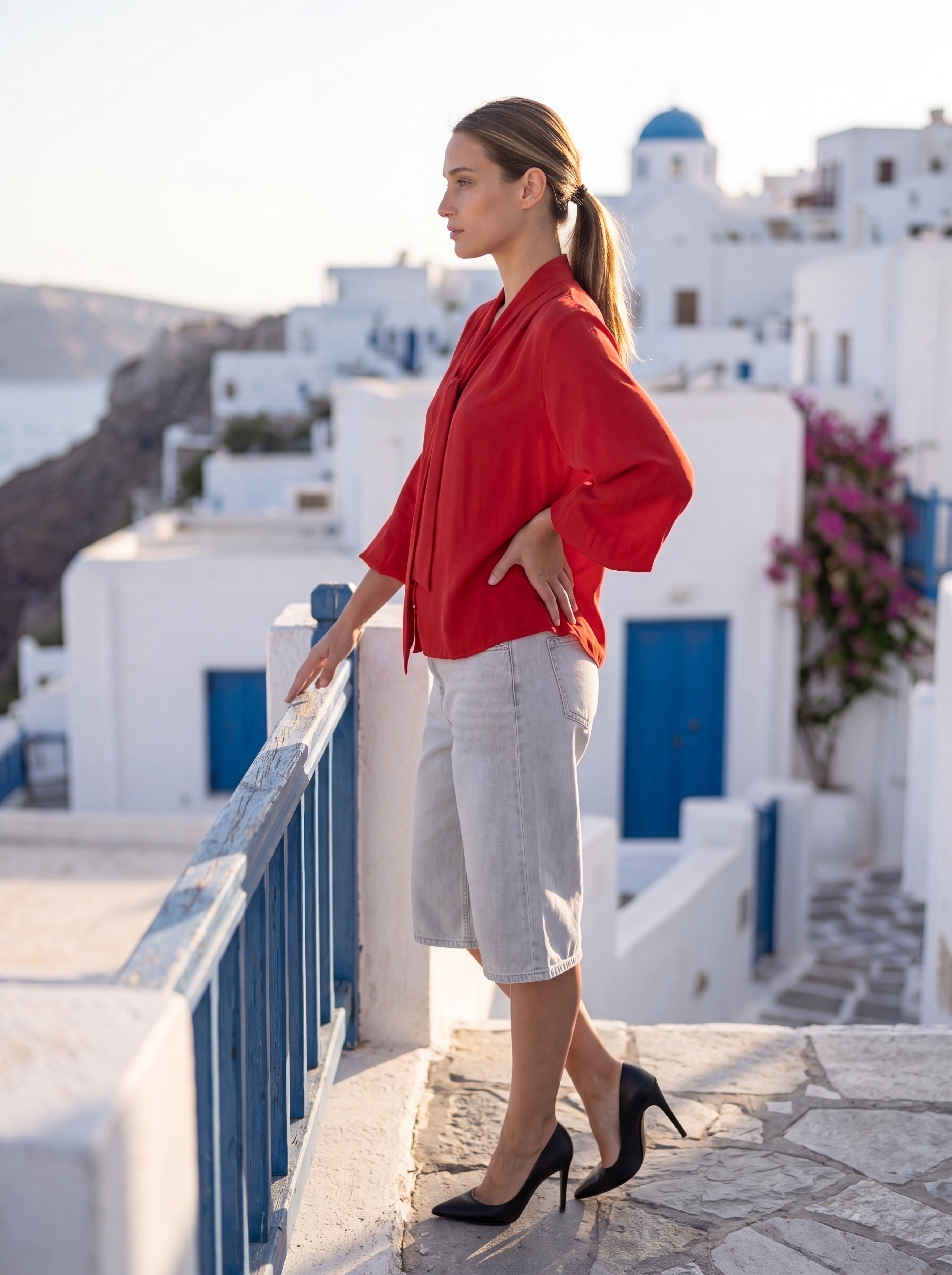 Women's Satin Tie-Neck Blouse | Premium European Long Sleeve Office & Casual Top
