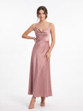 Dusty Rose Satin Slip Midi Dres
