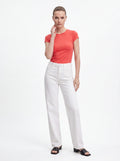 Women's Coral Crew Neck Fitted T-Shirt – Premium European Everyday Essential