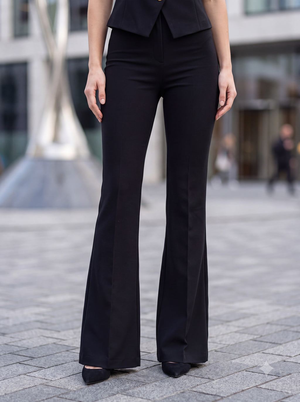 Women's Black Tailored Vest & Flared Trousers Pair Collection | Premium European Women's Pair