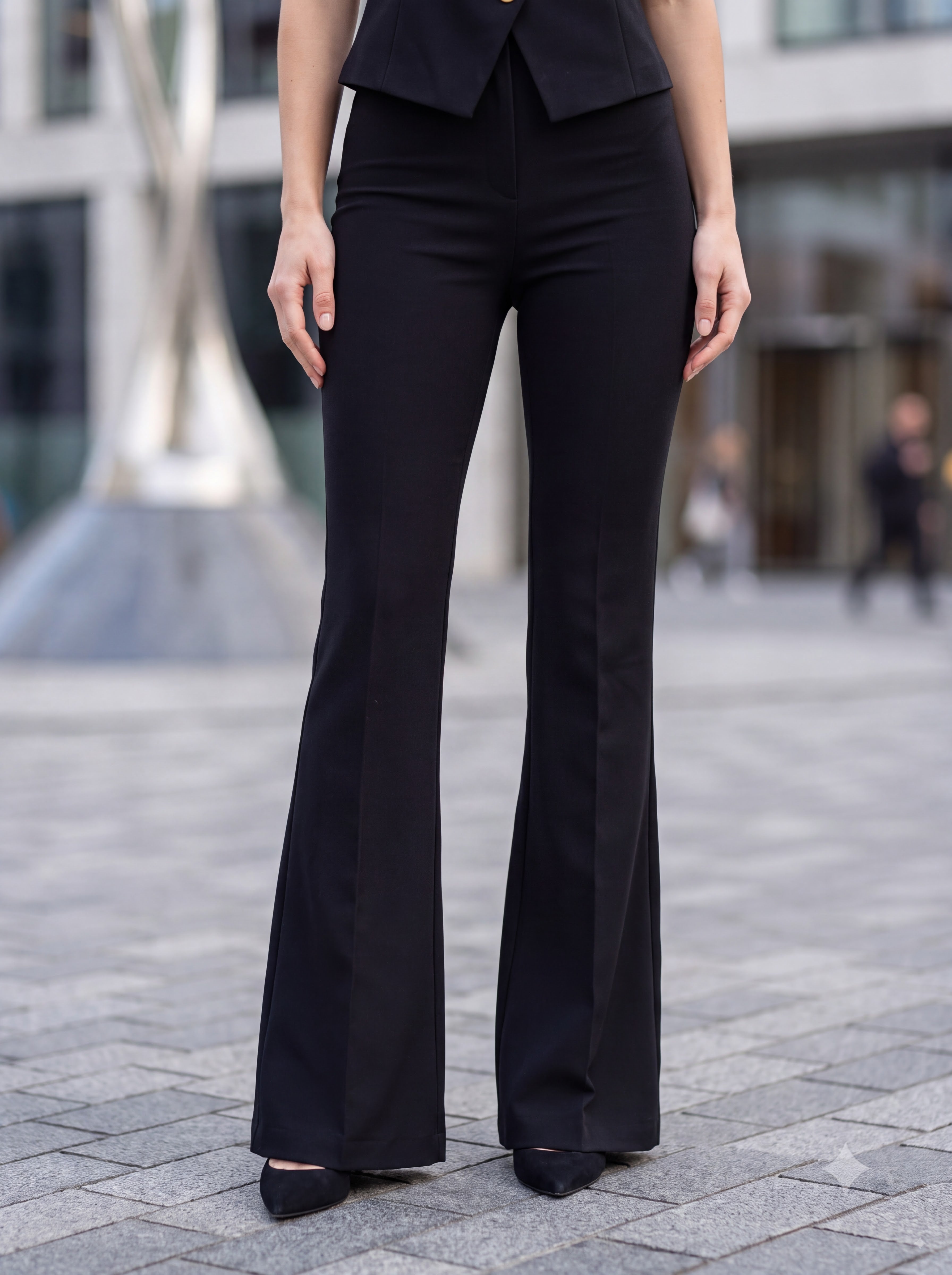 Women's Black Tailored Vest & Flared Trousers Pair Collection | Premium European Women's Pair