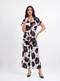 Women's Monochrome Floral Shirt & Wide-Leg Culotte Pair Collection | Premium European Women's Pair