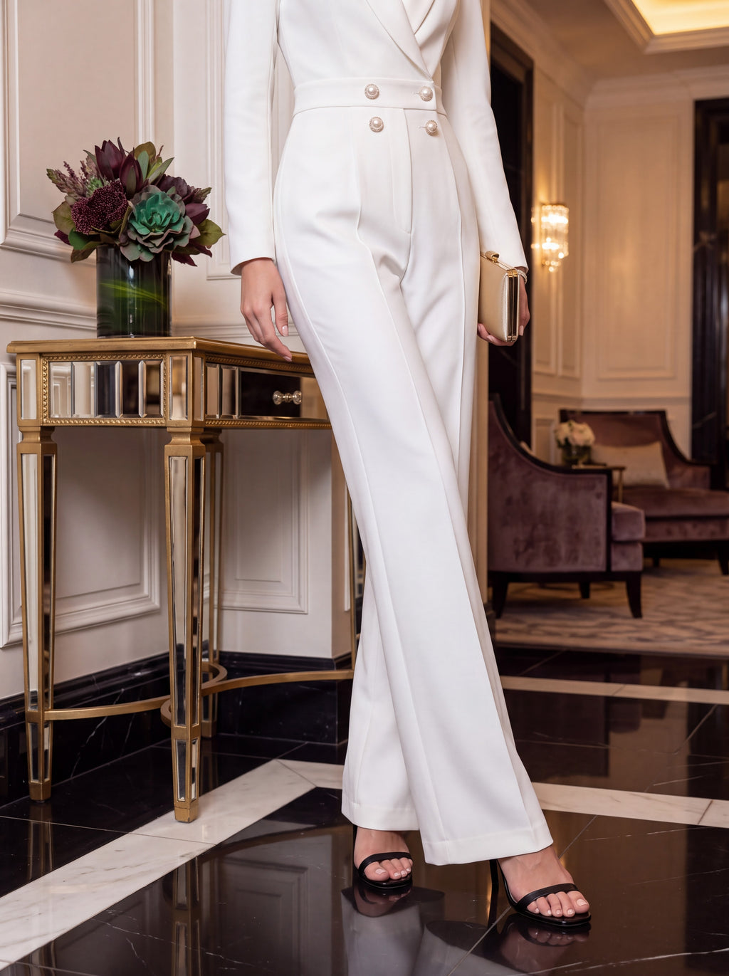Ivory White Tailored Jumpsuit