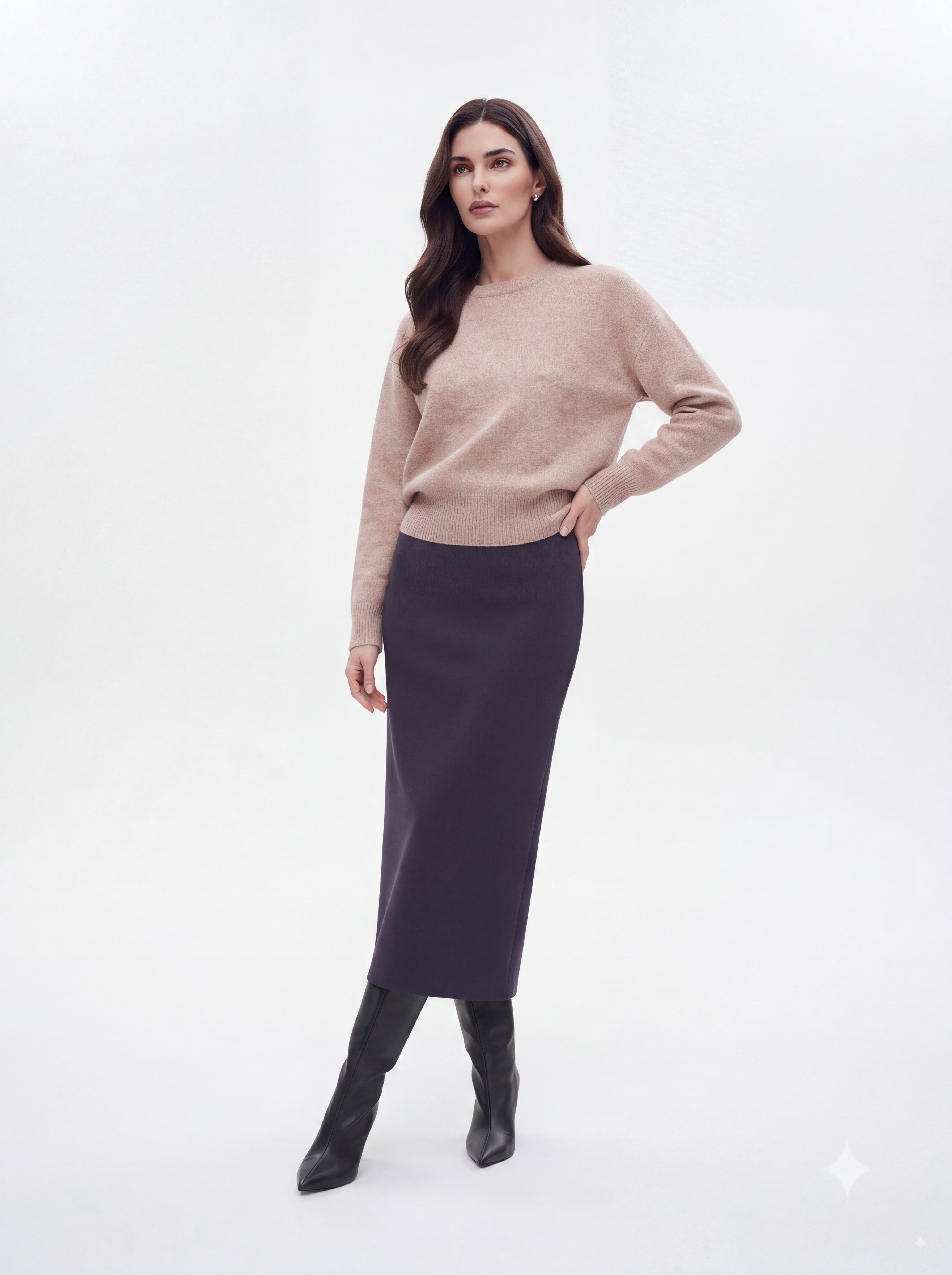 Women's Neutral Knit & Midi Skirt Pair Collection | Premium European Women's Elegant Pair