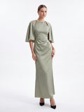 Sage Green Cape Sleeve Evening Gown