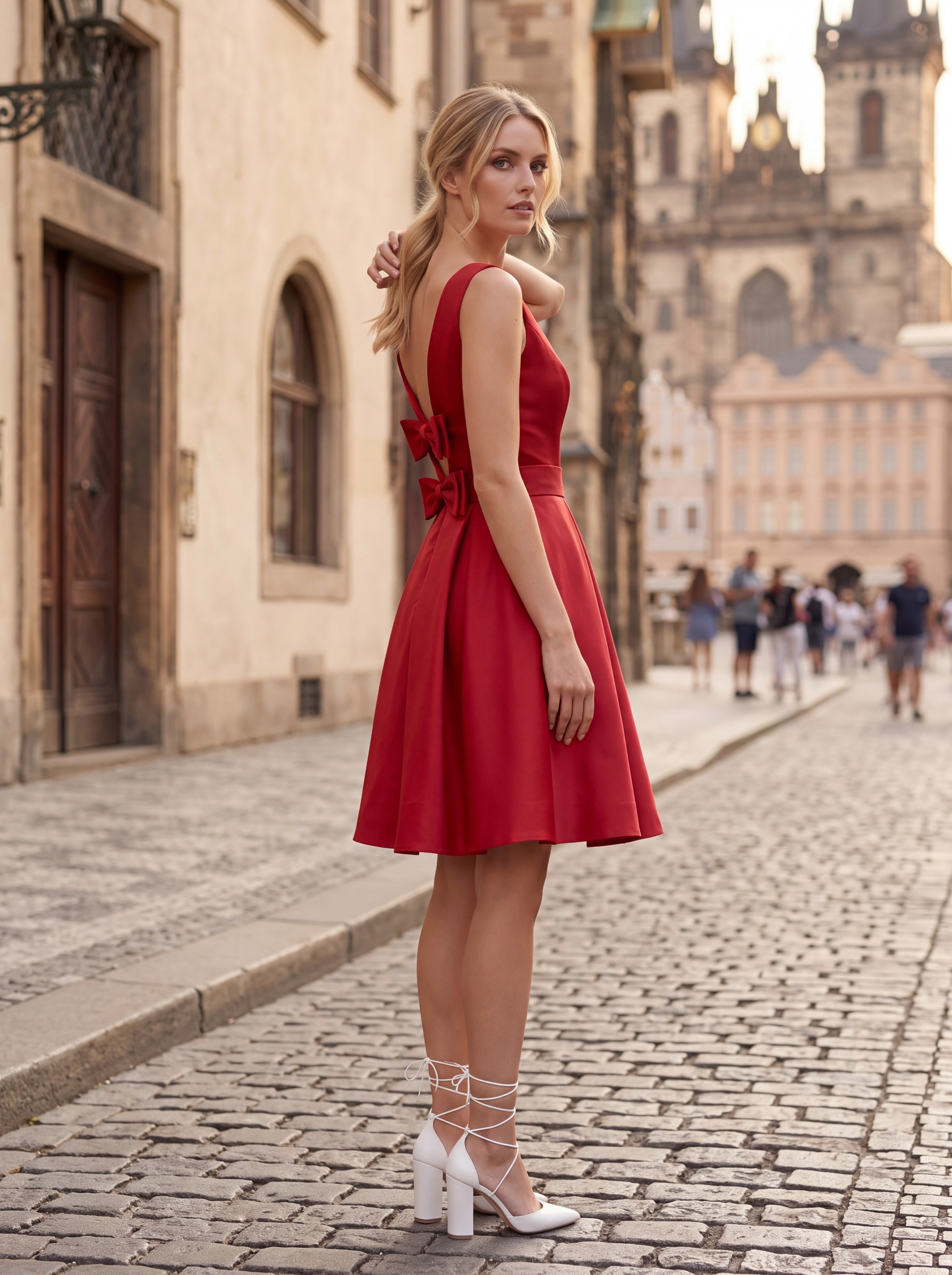 Ruby Red Satin Fit & Flare Dress