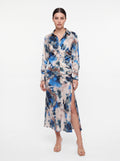Women's Blue Abstract Pair Collection | Premium European Women's Printed Shirt & Midi Skirt Pair