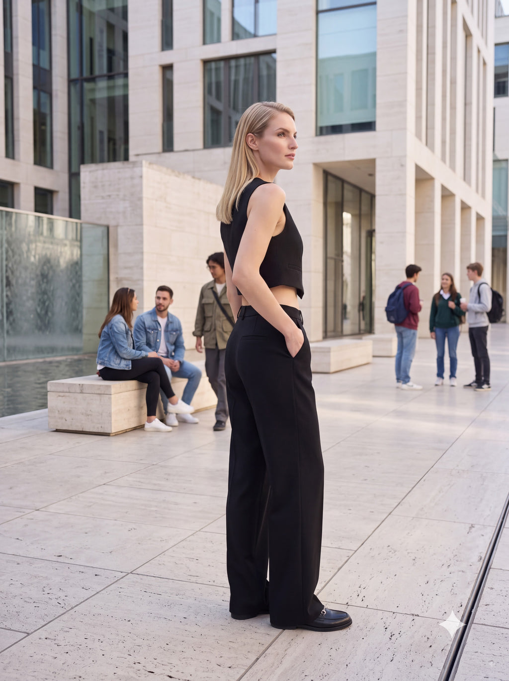 Women's Black Pair Collection | Premium European Women's Waistcoat & Wide-Leg Trouser Pair