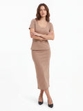 Women's Mocha Beige Belted Co-Ord Set