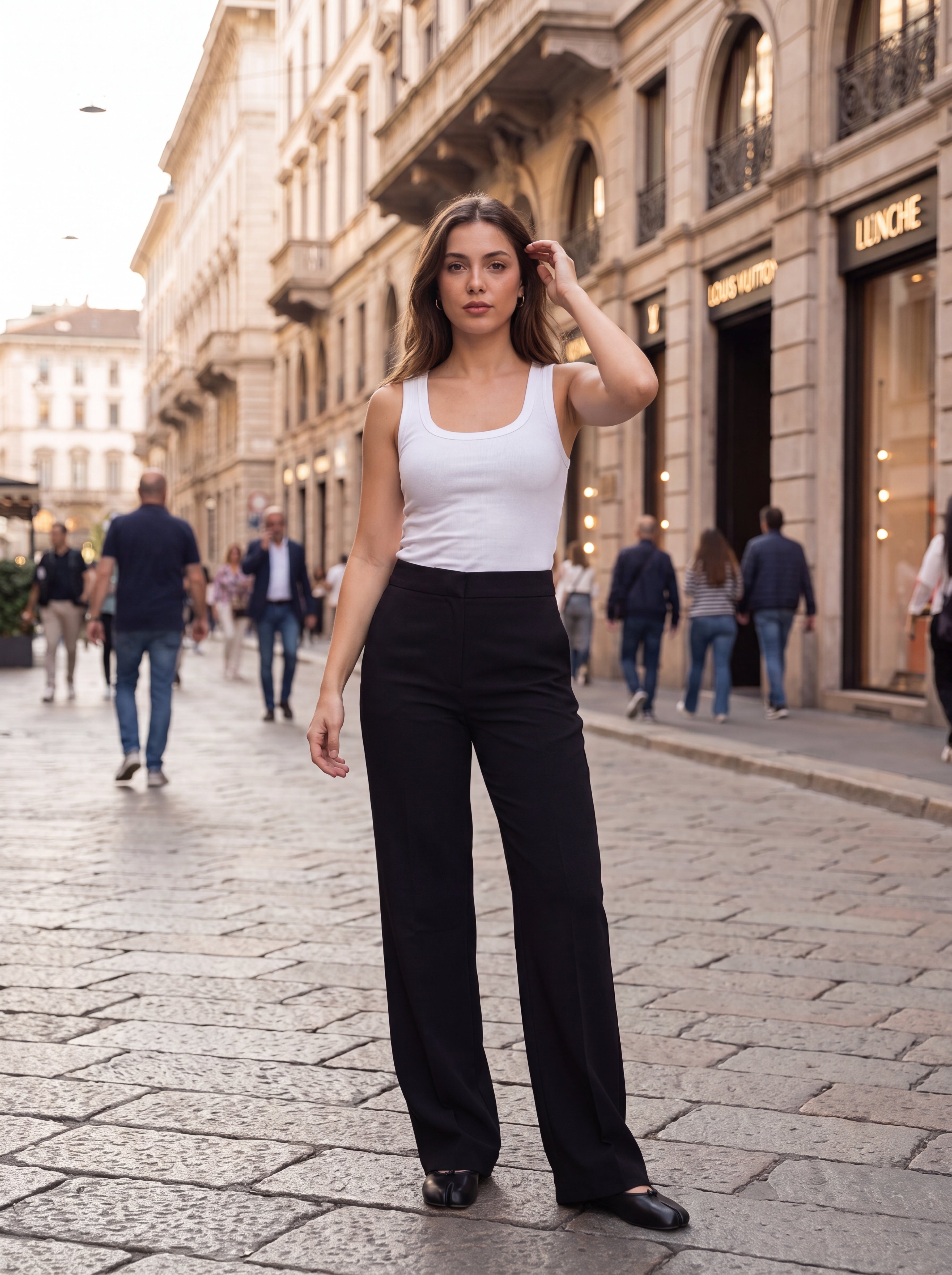 Women's Black High-Waisted Straight-Leg Formal Trousers – Premium European Tailored Office Pants