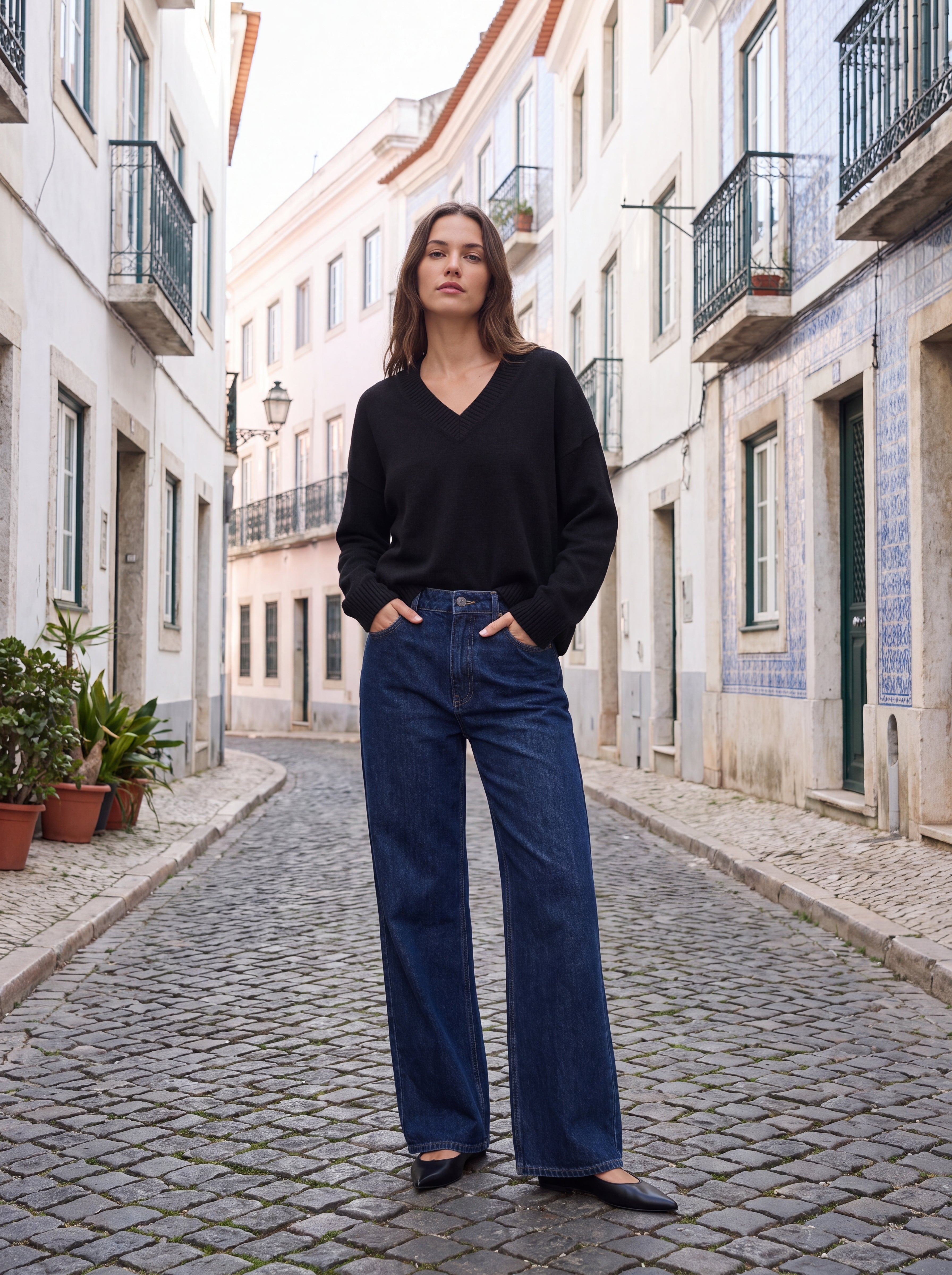 Women's Oversized V-Neck Knit top