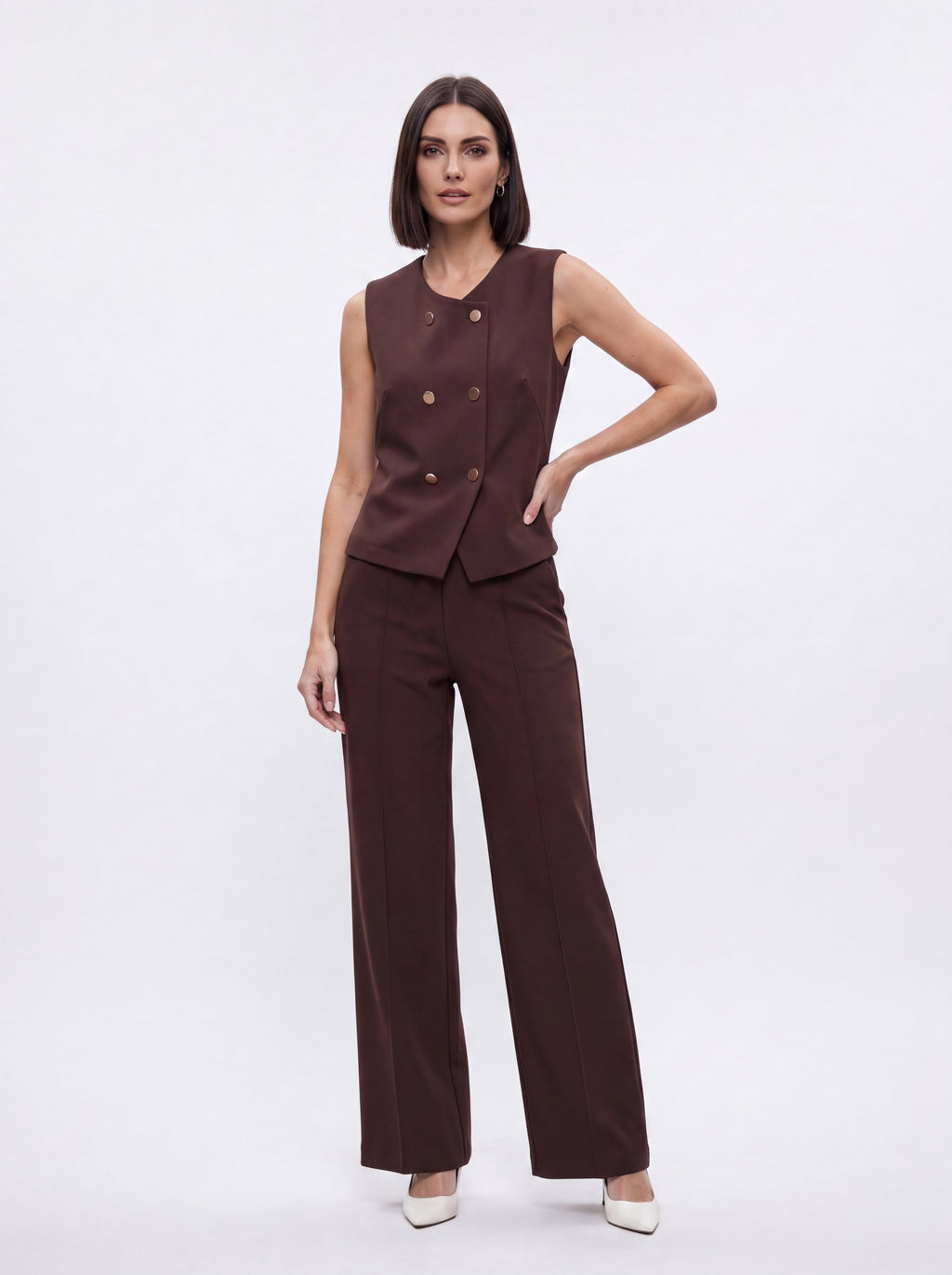 Women's Chocolate Brown Wide-Leg Pants | Premium European Tailored Trousers