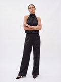 Women's Black Satin Halter Neck Top | Premium Women's Elegant Sleeveless Blouse