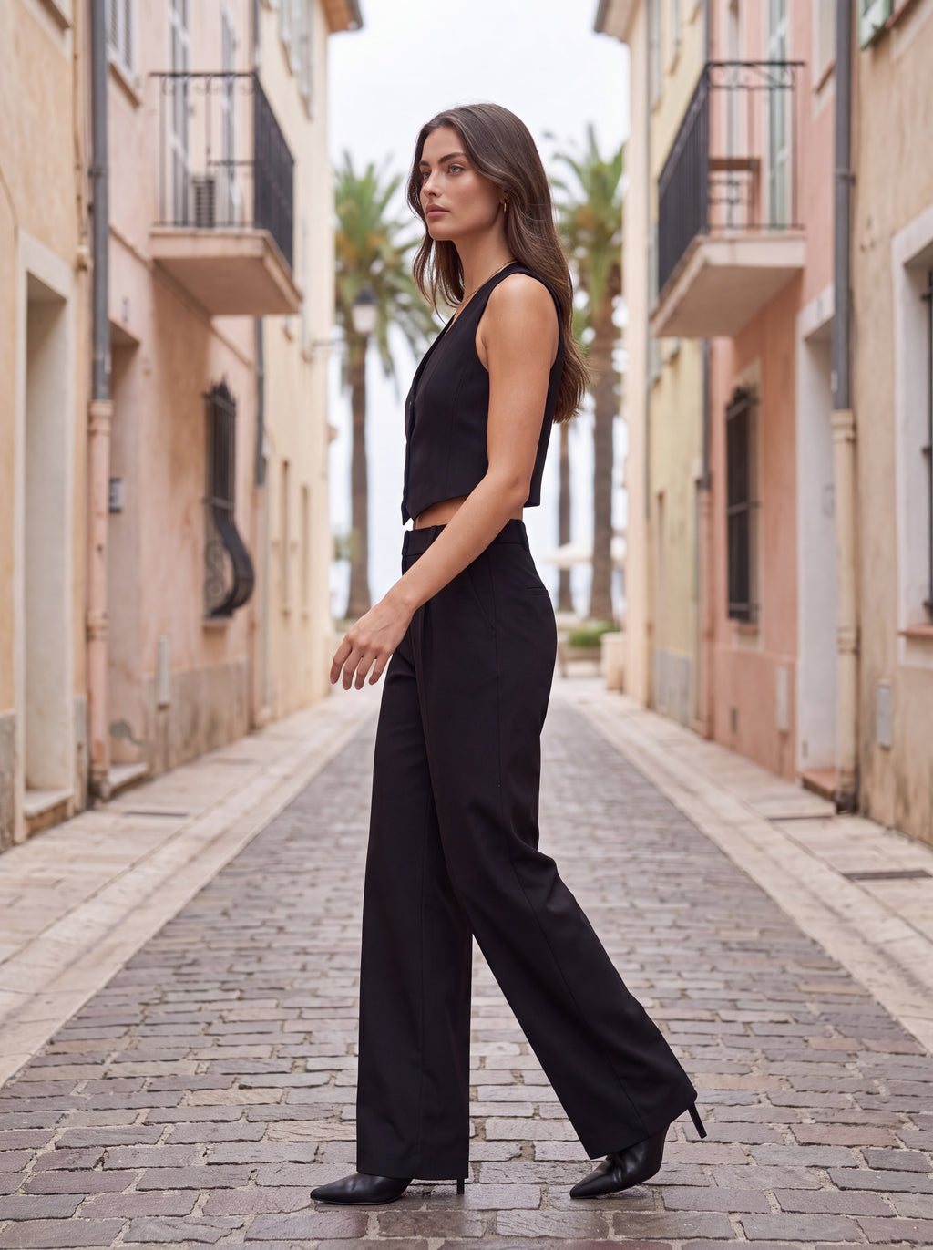 Women's Black Tailored Vest Top | Premium European Sleeveless Waistcoat
