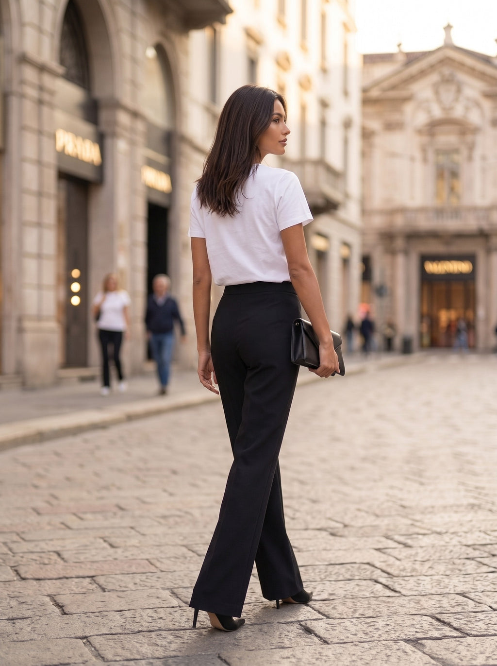 Women's Black Wide Leg Formal Trousers – Premium European High-Waisted Tailored Pants