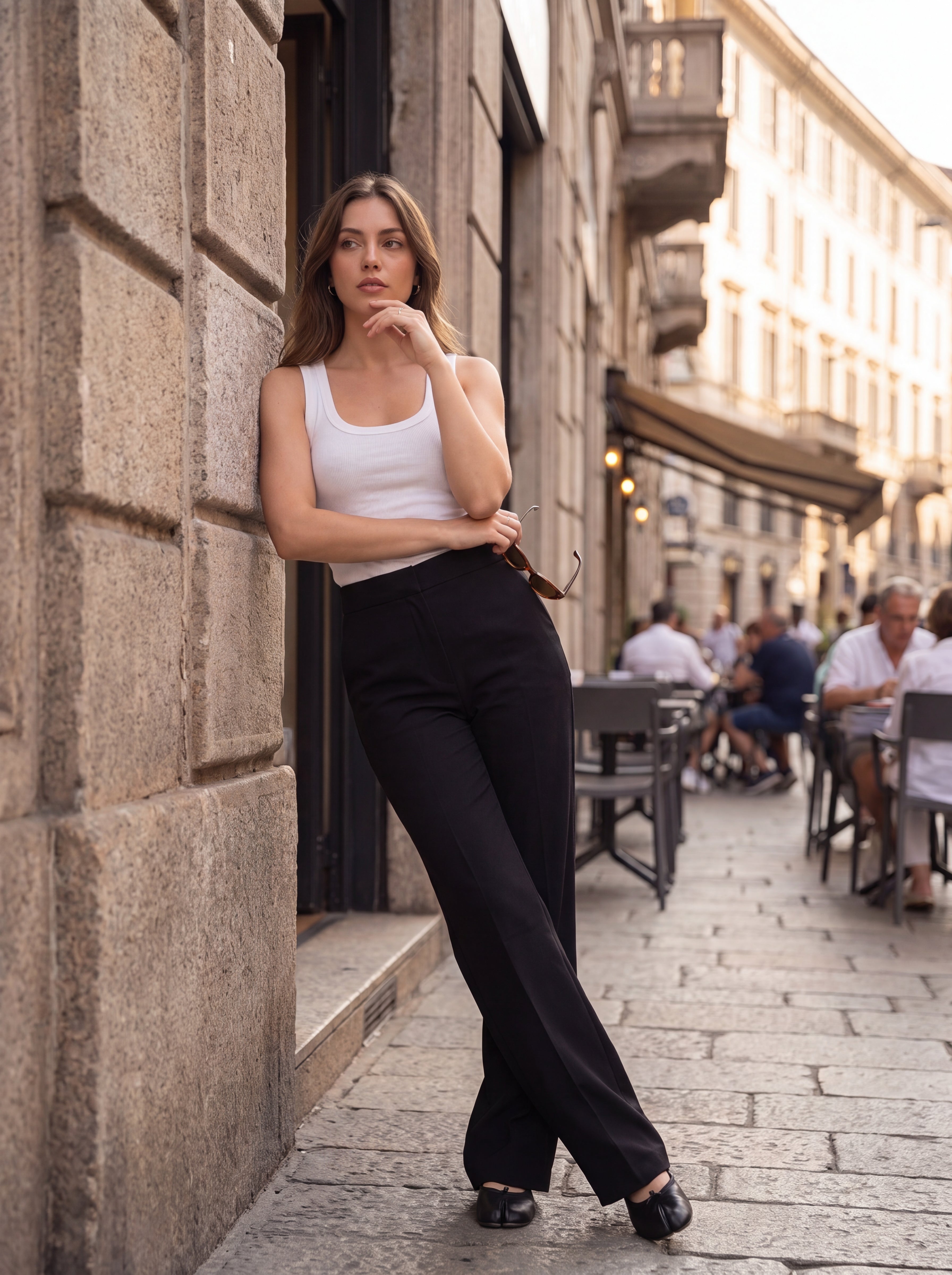 Women's Black High-Waisted Straight-Leg Formal Trousers – Premium European Tailored Office Pants