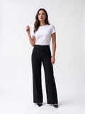 Women's Black High-Waisted Wide Leg Tailored Pants – Premium European Formal Trousers