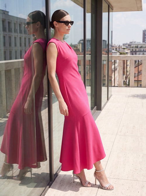 Women's Asymmetric Hem Maxi Dress – Hot Pink