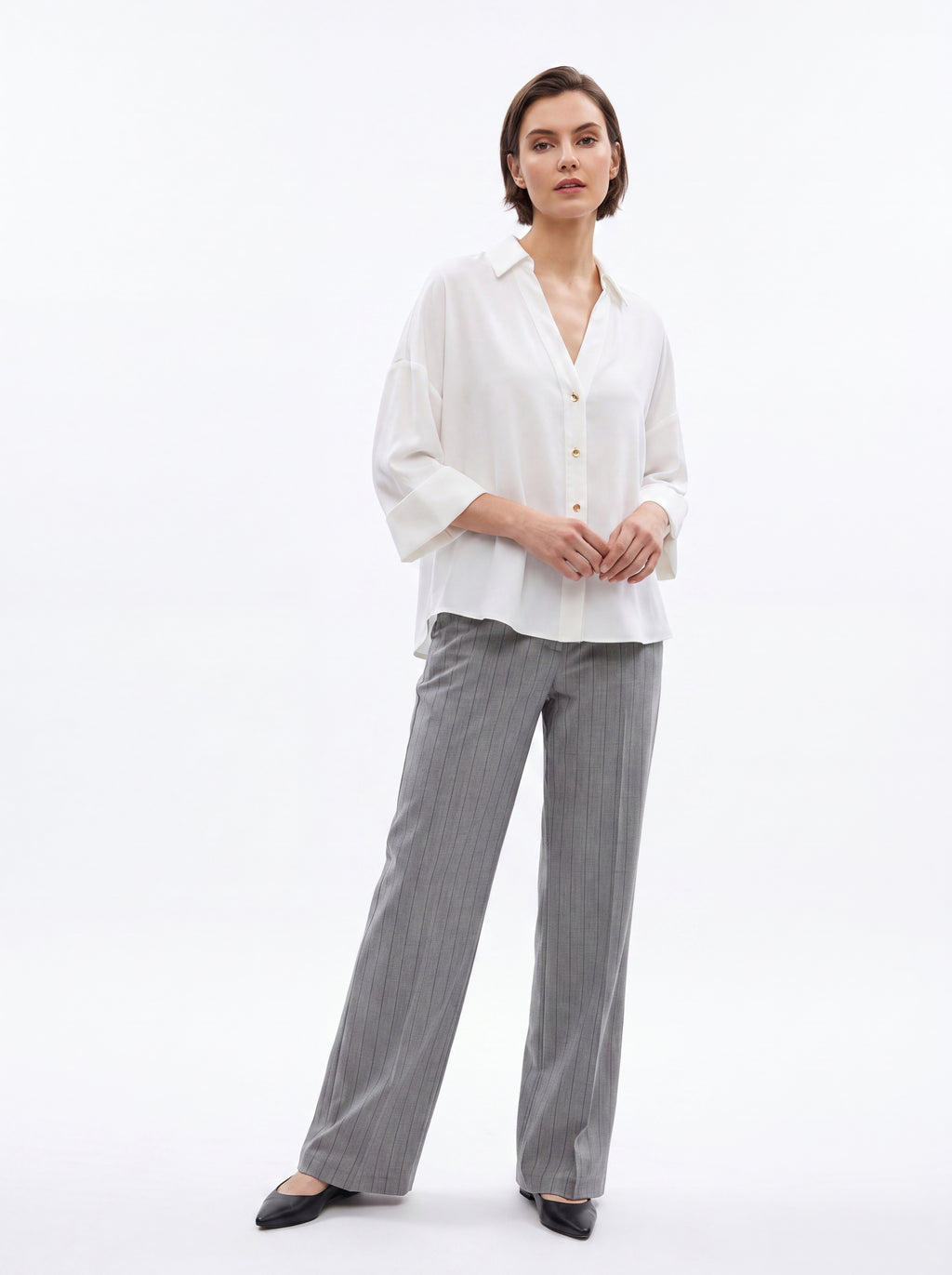 Women's White Relaxed Fit Shirt | Premium European Button-Down Blouse