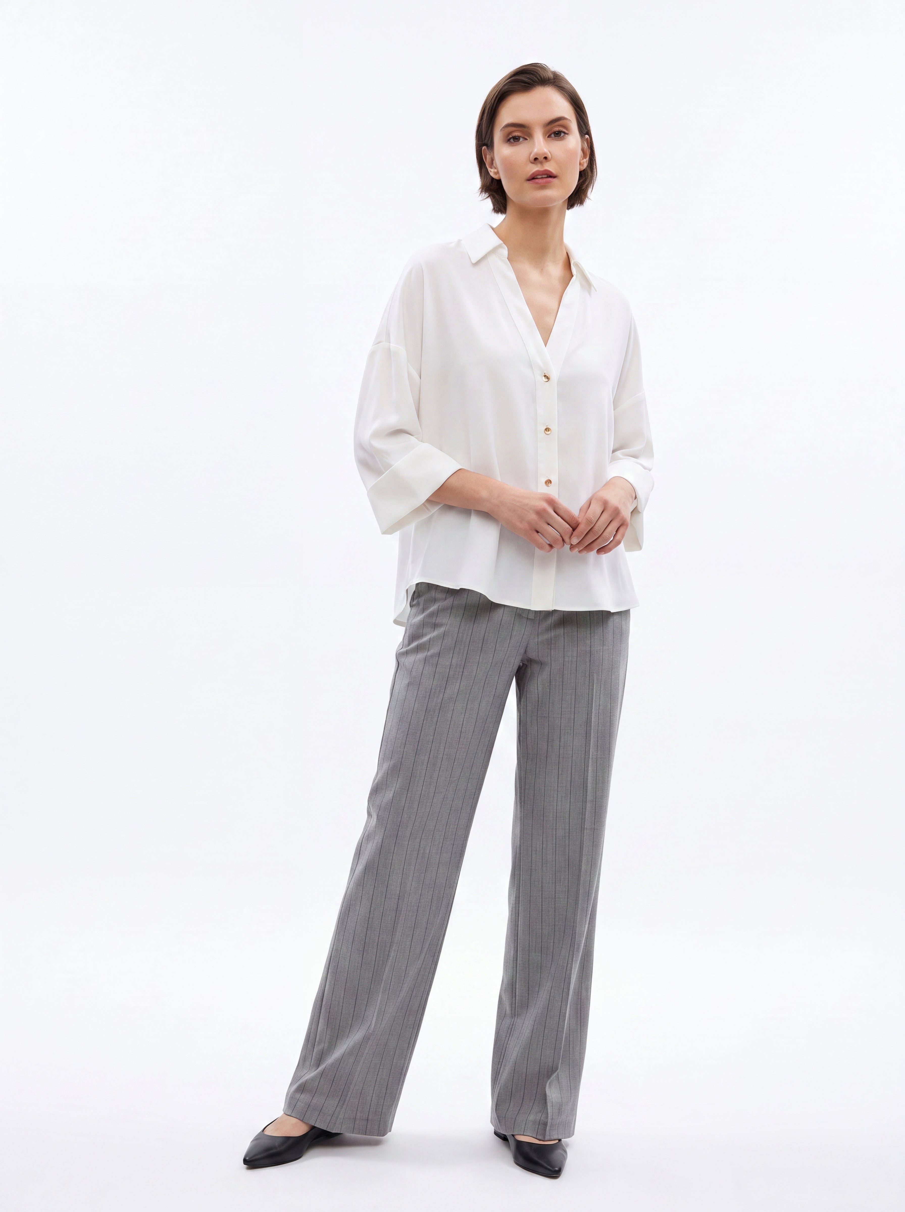 Women's White Relaxed Fit Shirt | Premium European Button-Down Blouse